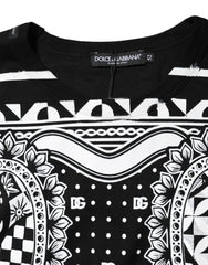 Dolce & Gabbana Black Bandana Print Cotton Crew Neck T-shirt