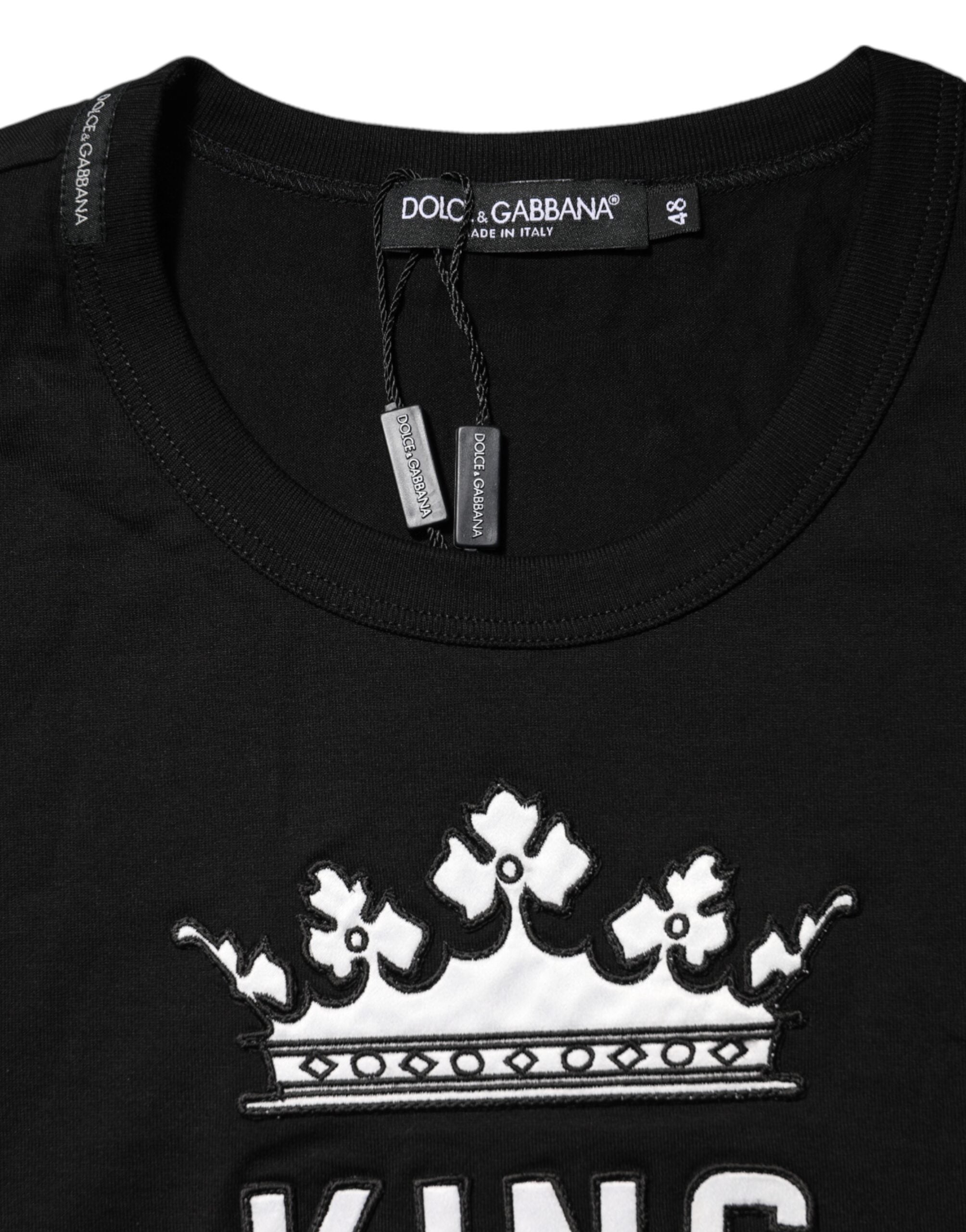 Dolce & Gabbana Black DG King Crown Cotton Crew Neck T-shirt