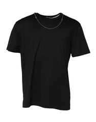 Dolce & Gabbana Black Chain Necklace Cotton Crewneck T-shirt