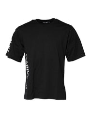 Dolce & Gabbana Black Logo Print Cotton Men Crew Neck T-shirt