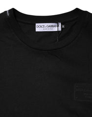 Dolce & Gabbana Black Logo Plaque Cotton Crew Neck T-shirt