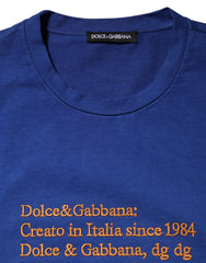 Dolce & Gabbana Blue Logo Graphic Cotton Crew Neck T-shirt