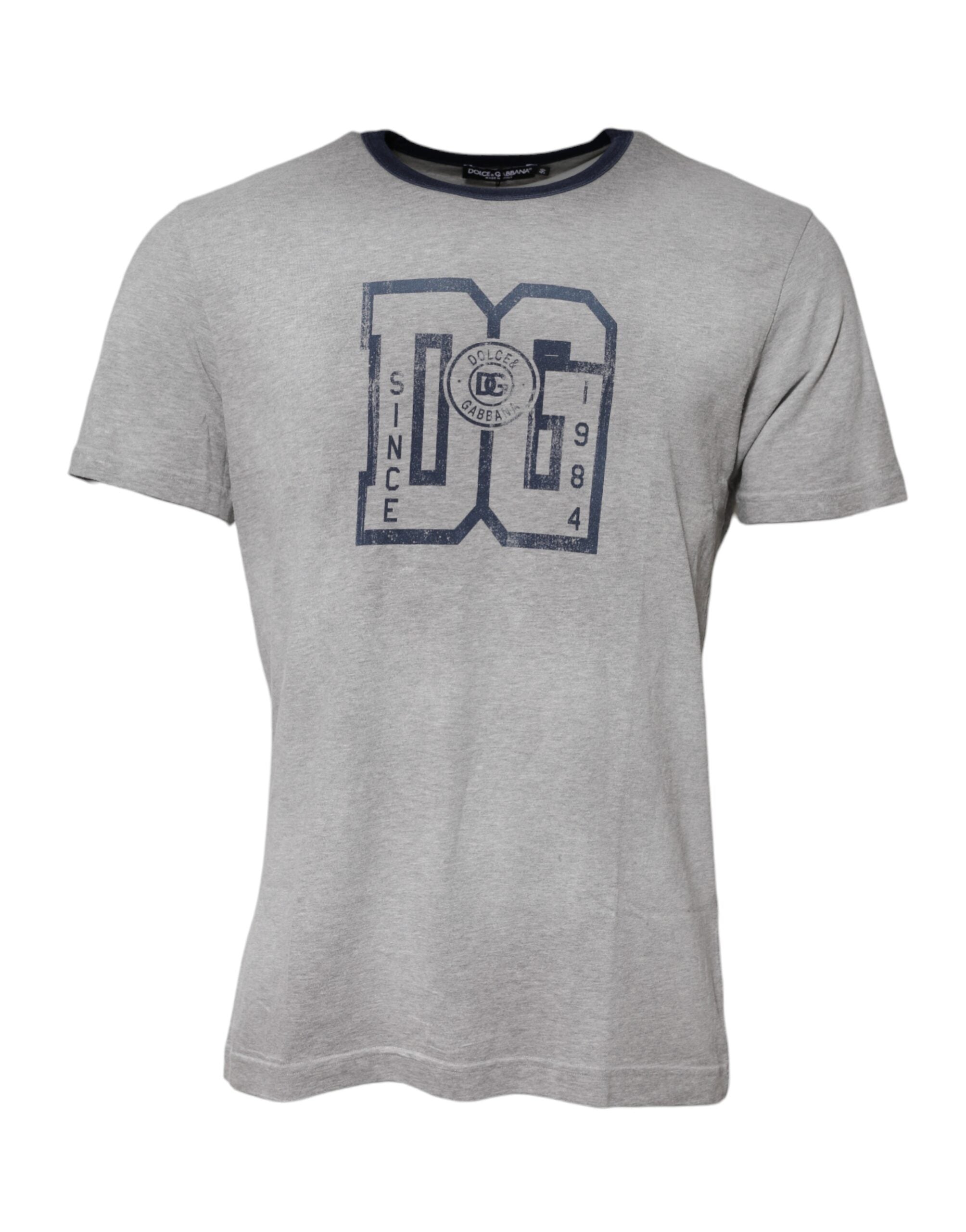 Dolce & Gabbana Gray DG Graphic Print Cotton Crewneck T-shirt