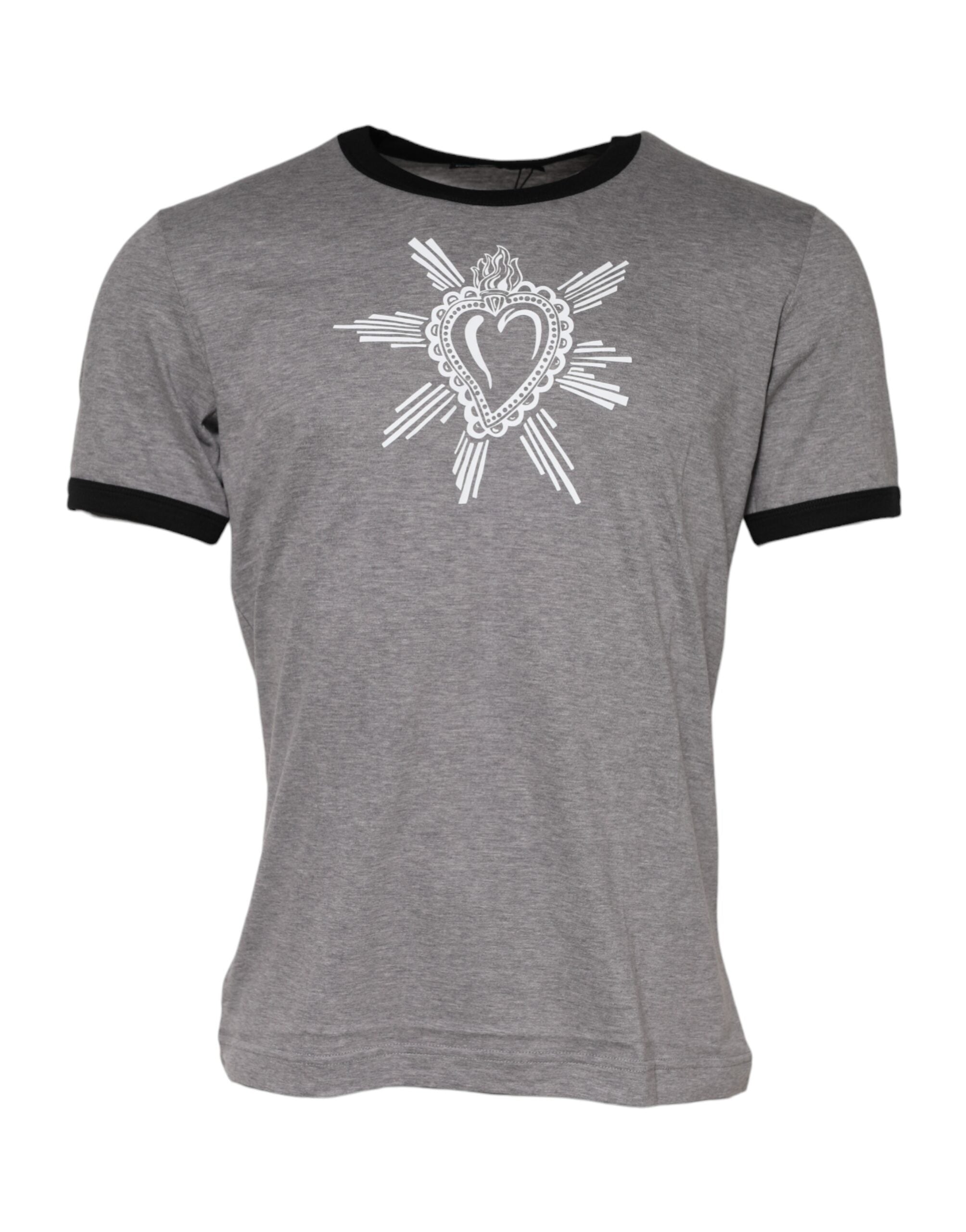 Grå Sacred Heart bomulls-T-skjorte med rund hals
