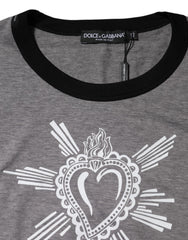 Dolce & Gabbana Gray Sacred Heart Cotton Crew Neck T-shirt