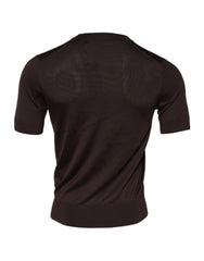 Dolce & Gabbana Brown Silk Crew Neck Short Sleeves T-shirt