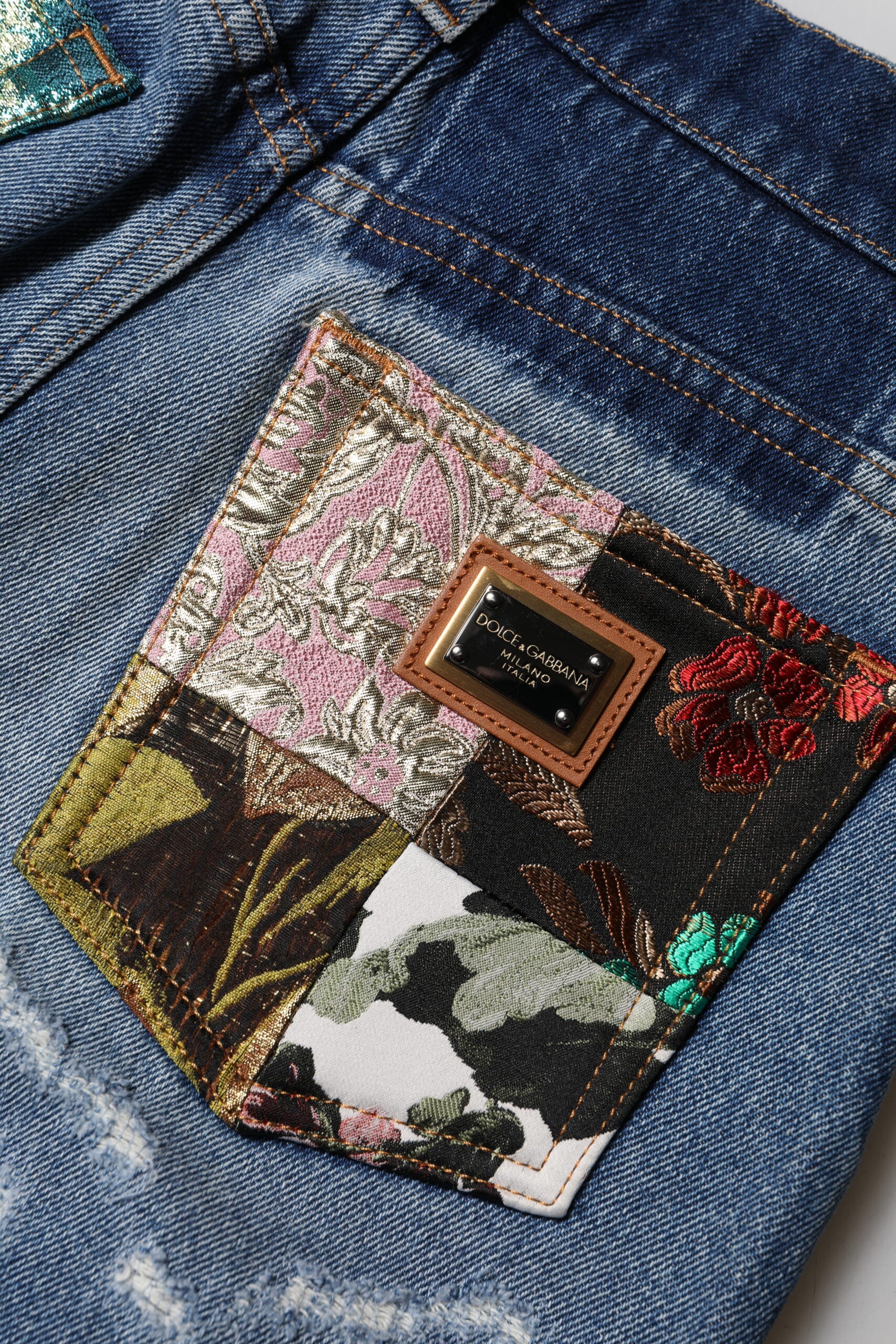 Blå AMBER Trasiga Högmidjade Jeans 