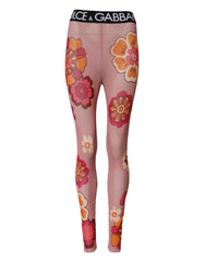 Dolce & Gabbana Pink Floral Leggings Stretch Waist Pants