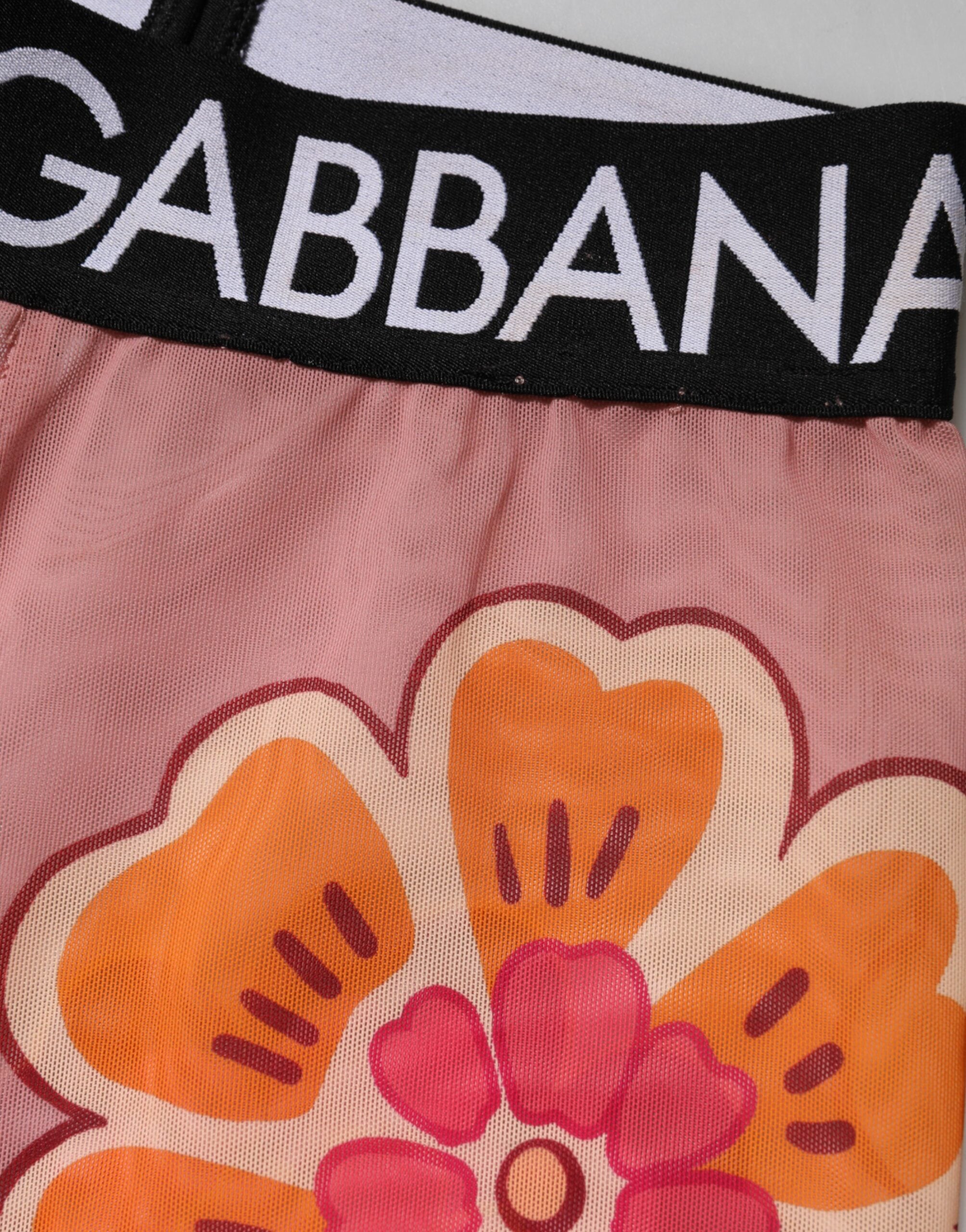Rosa blommiga leggings med stretchig midja