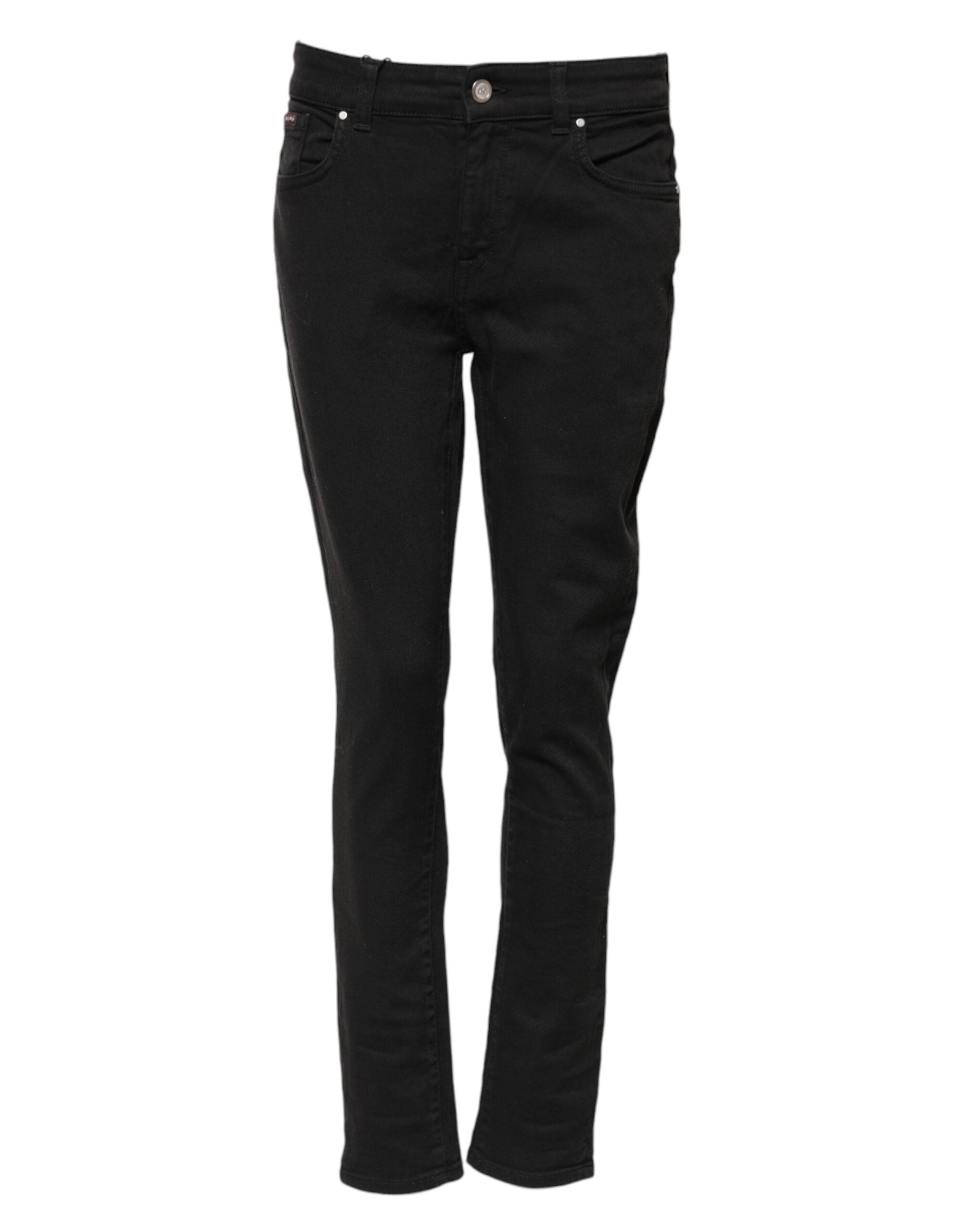 Svarta skinny jeans med medelhög midja i bomull 
