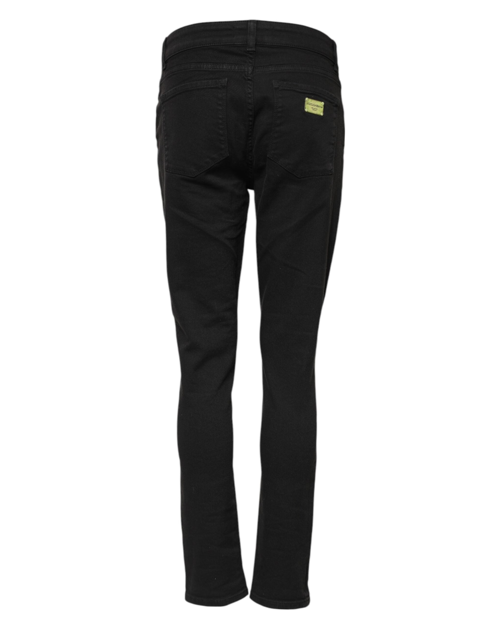 Svarta skinny jeans med medelhög midja i bomull 