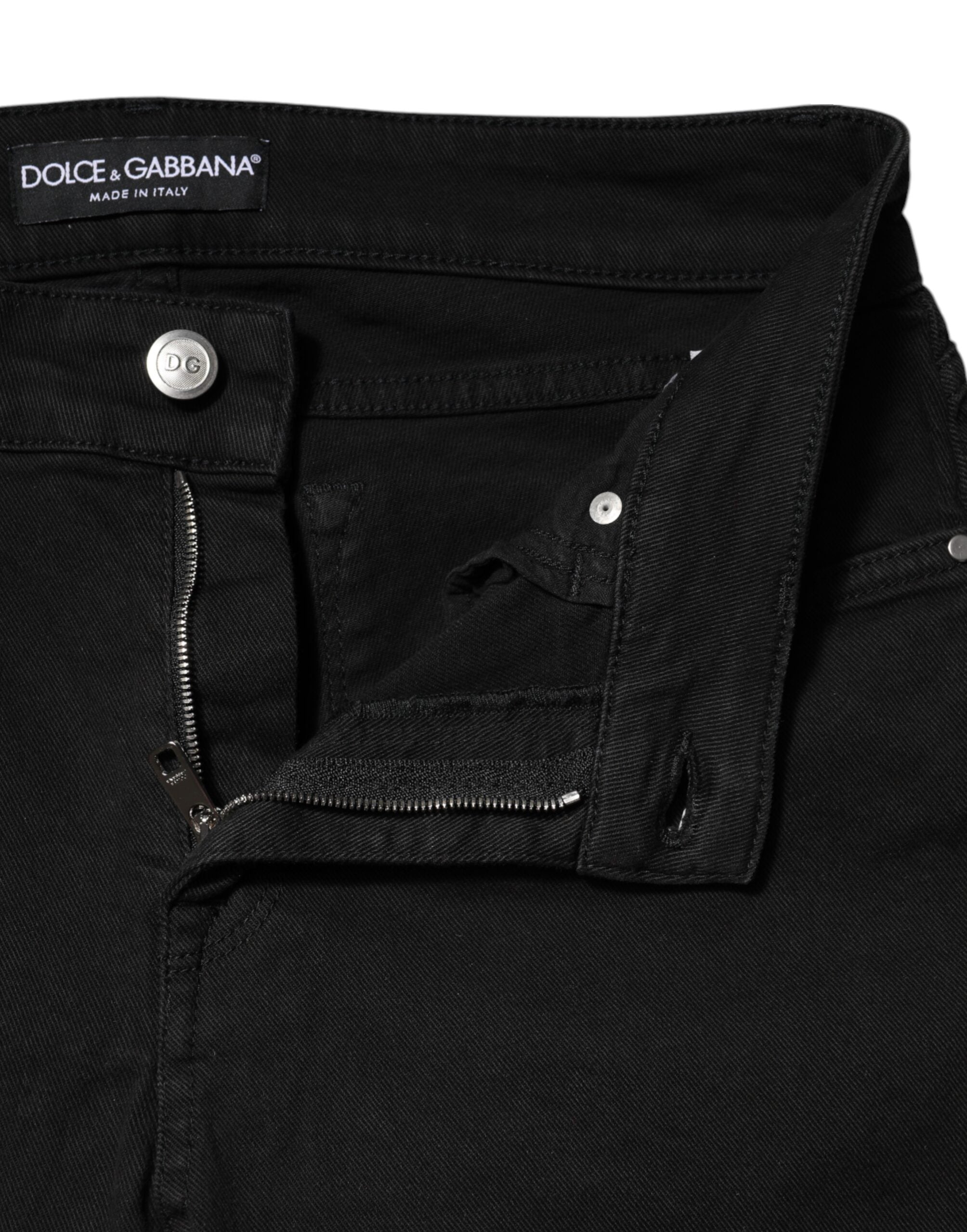 Svarta skinny jeans med medelhög midja i bomull 
