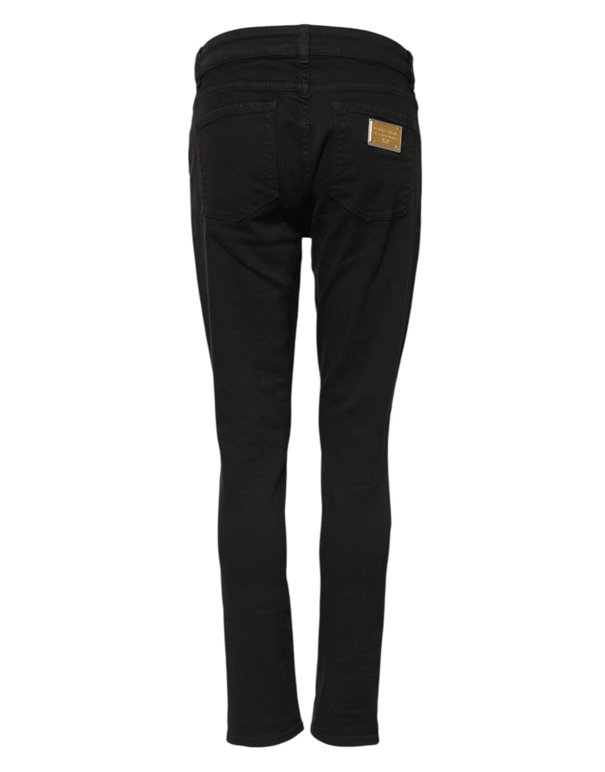 Svarta skinny jeans med medelhög midja i bomull 