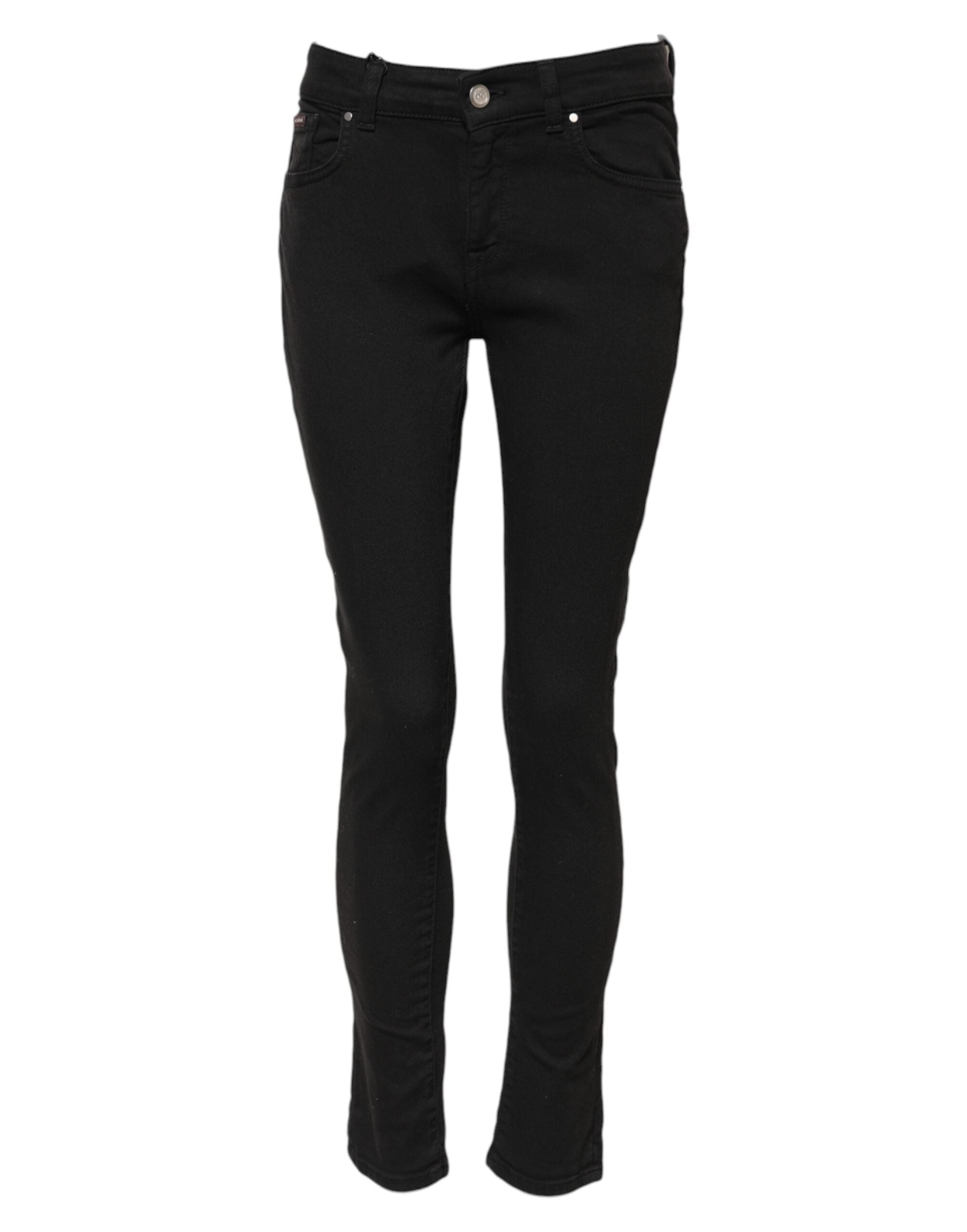 Svarta skinny jeans med medelhög midja i bomull 