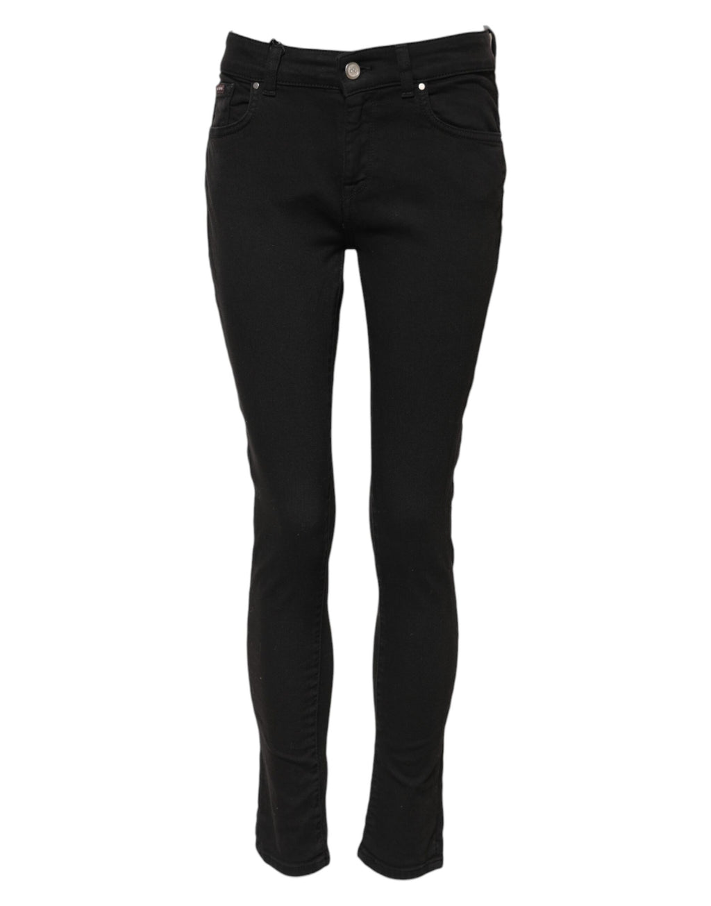 Svarta skinny jeans med medelhög midja i bomull 