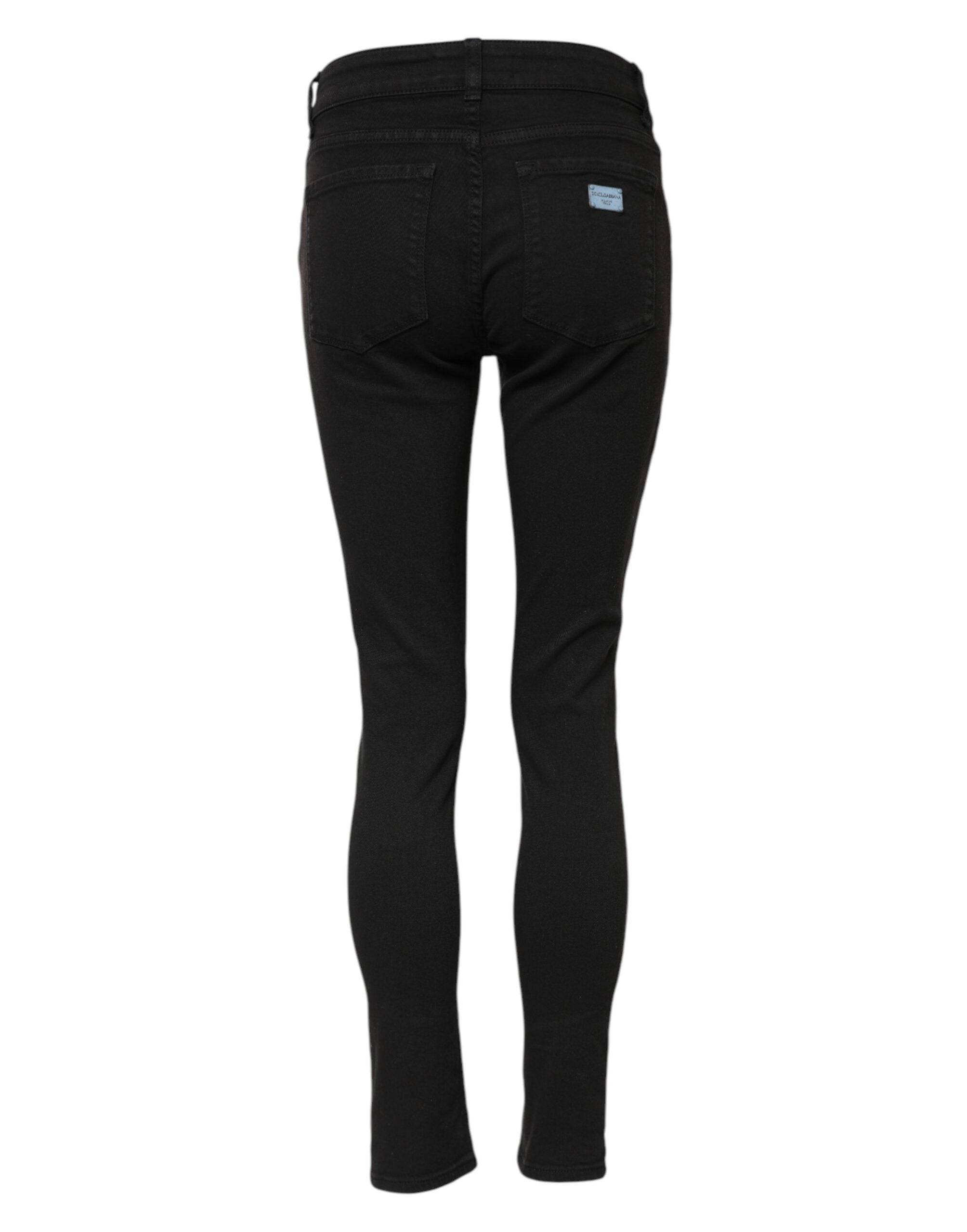 Svarta skinny jeans med medelhög midja i bomull 