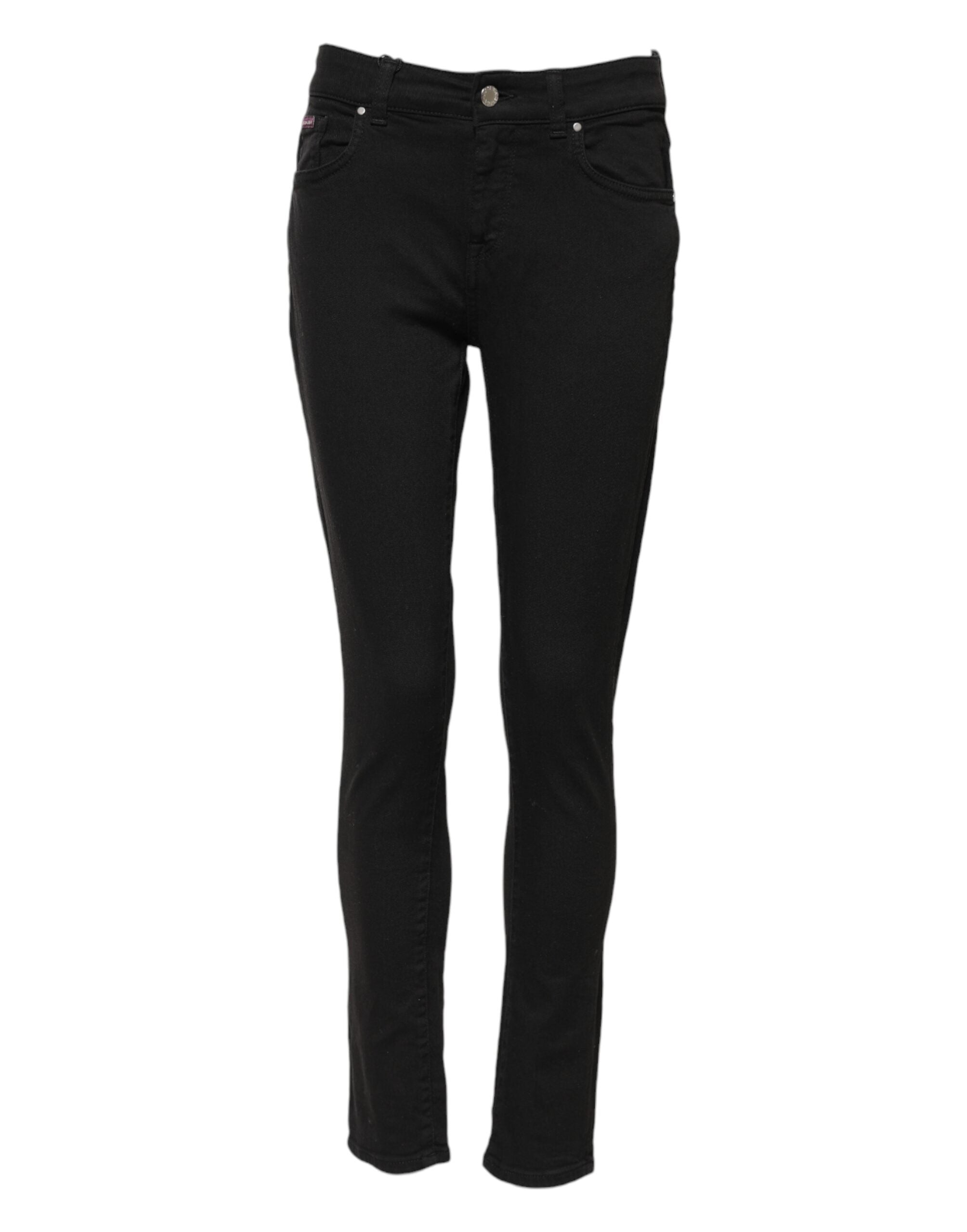 Svarta skinny jeans med medelhög midja i bomull 