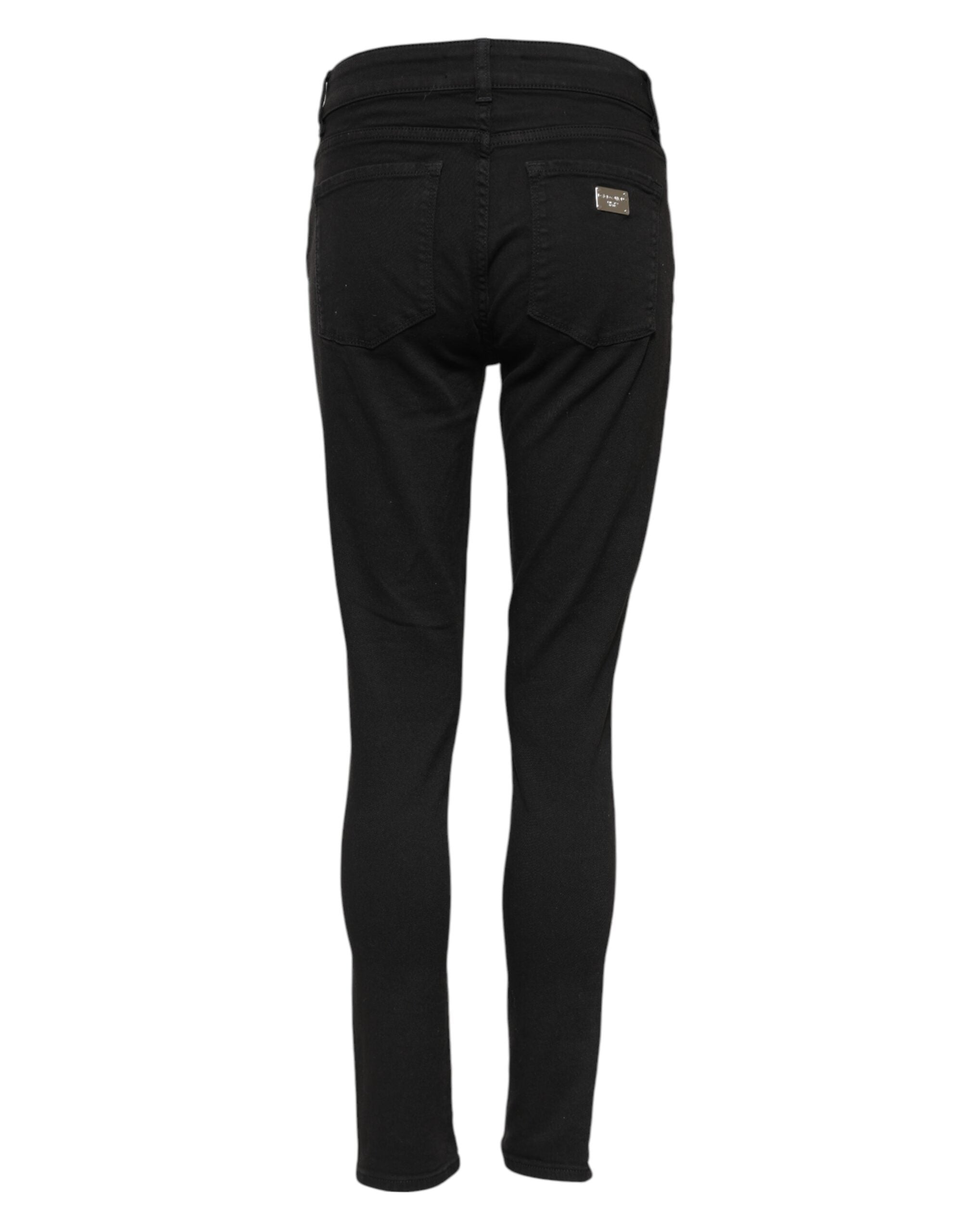 Svarta skinny jeans med medelhög midja i bomull 
