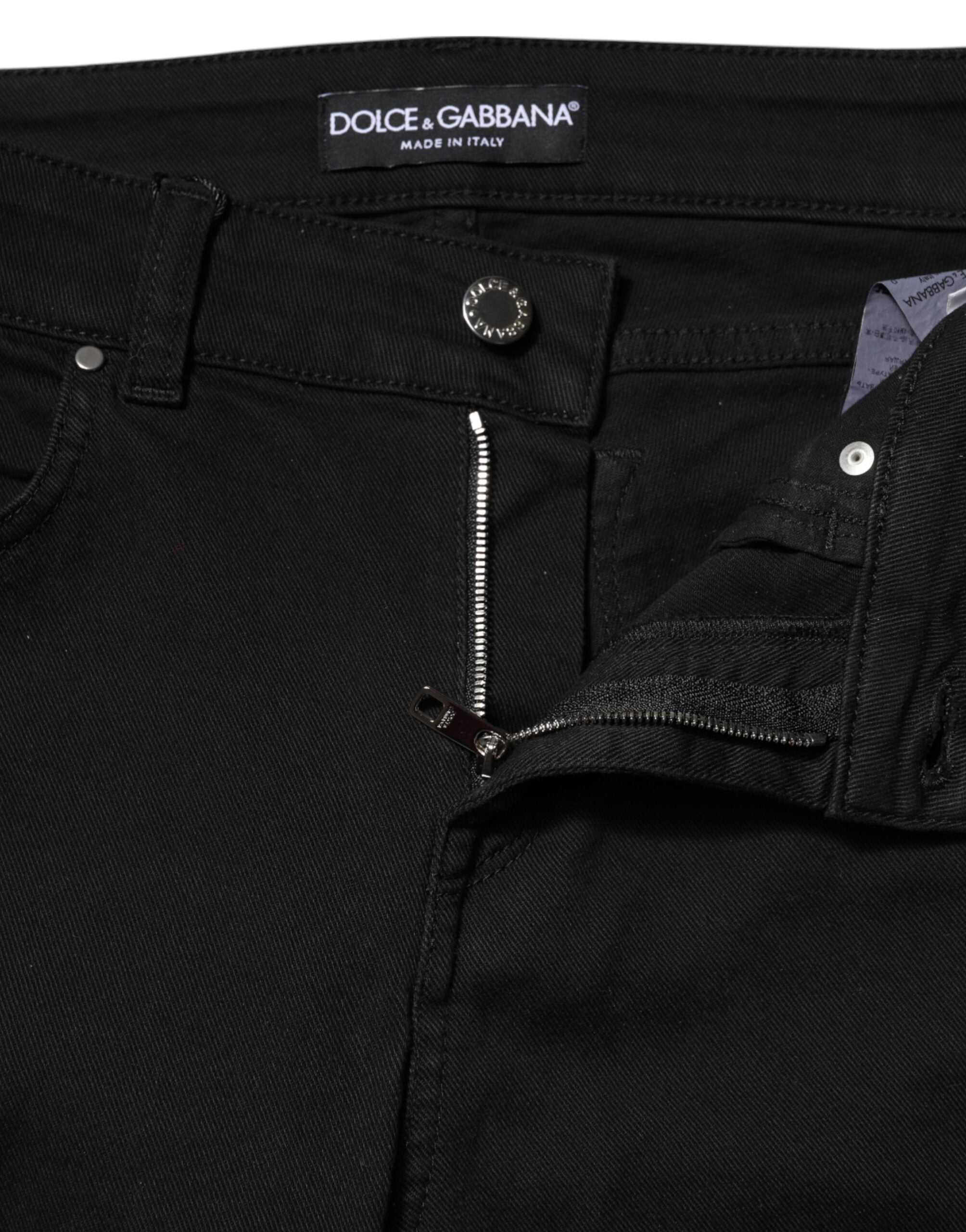 Svarta skinny jeans med medelhög midja i bomull 