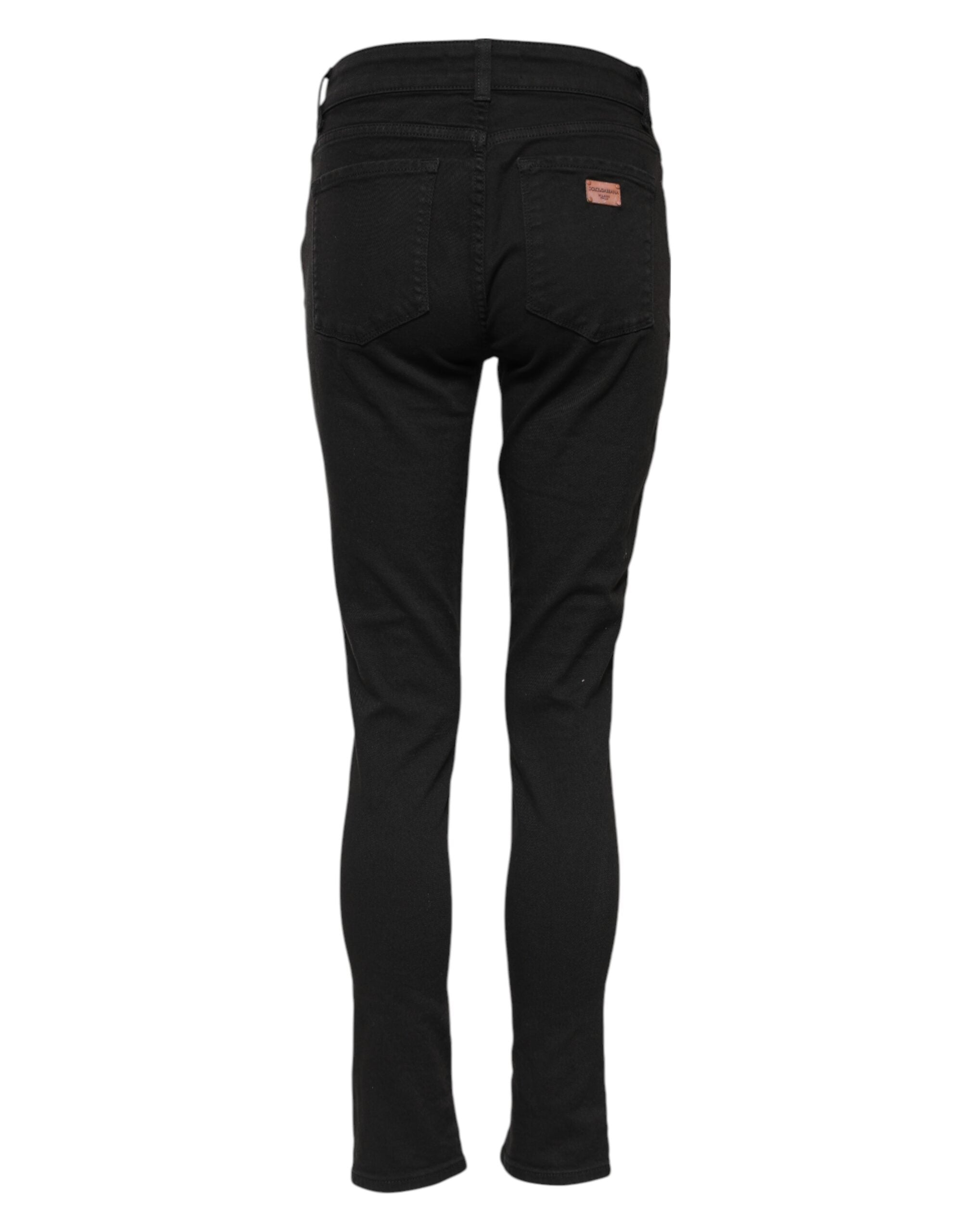 Svarta skinny jeans med medelhög midja i bomull 