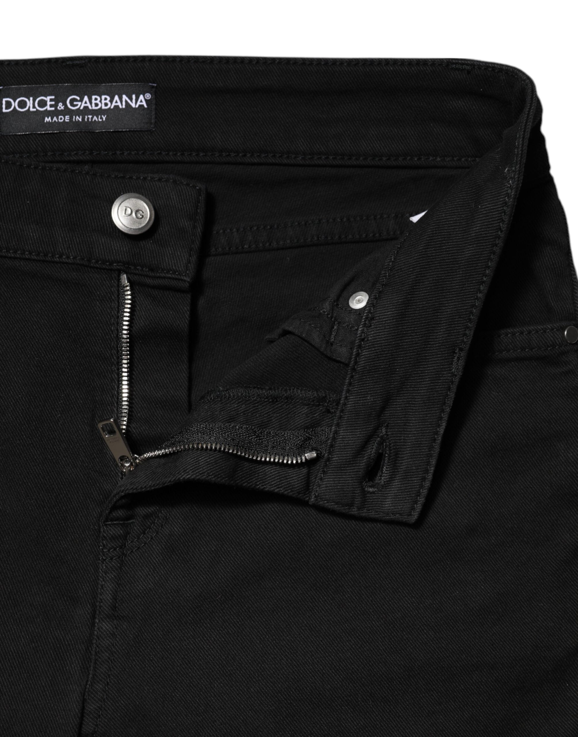 Svarta skinny jeans med medelhög midja i bomull 