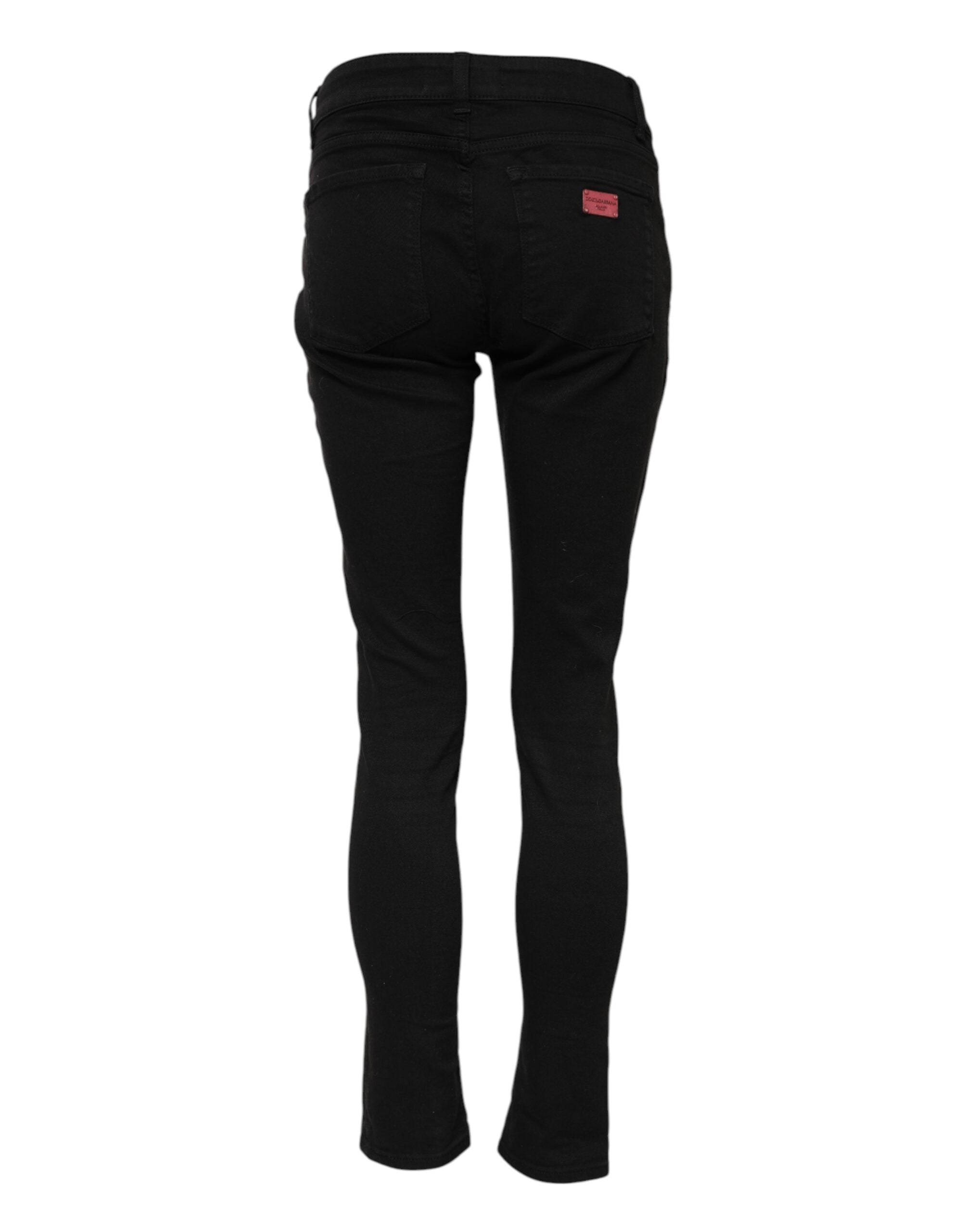 Svarta skinny jeans med medelhög midja i bomull 
