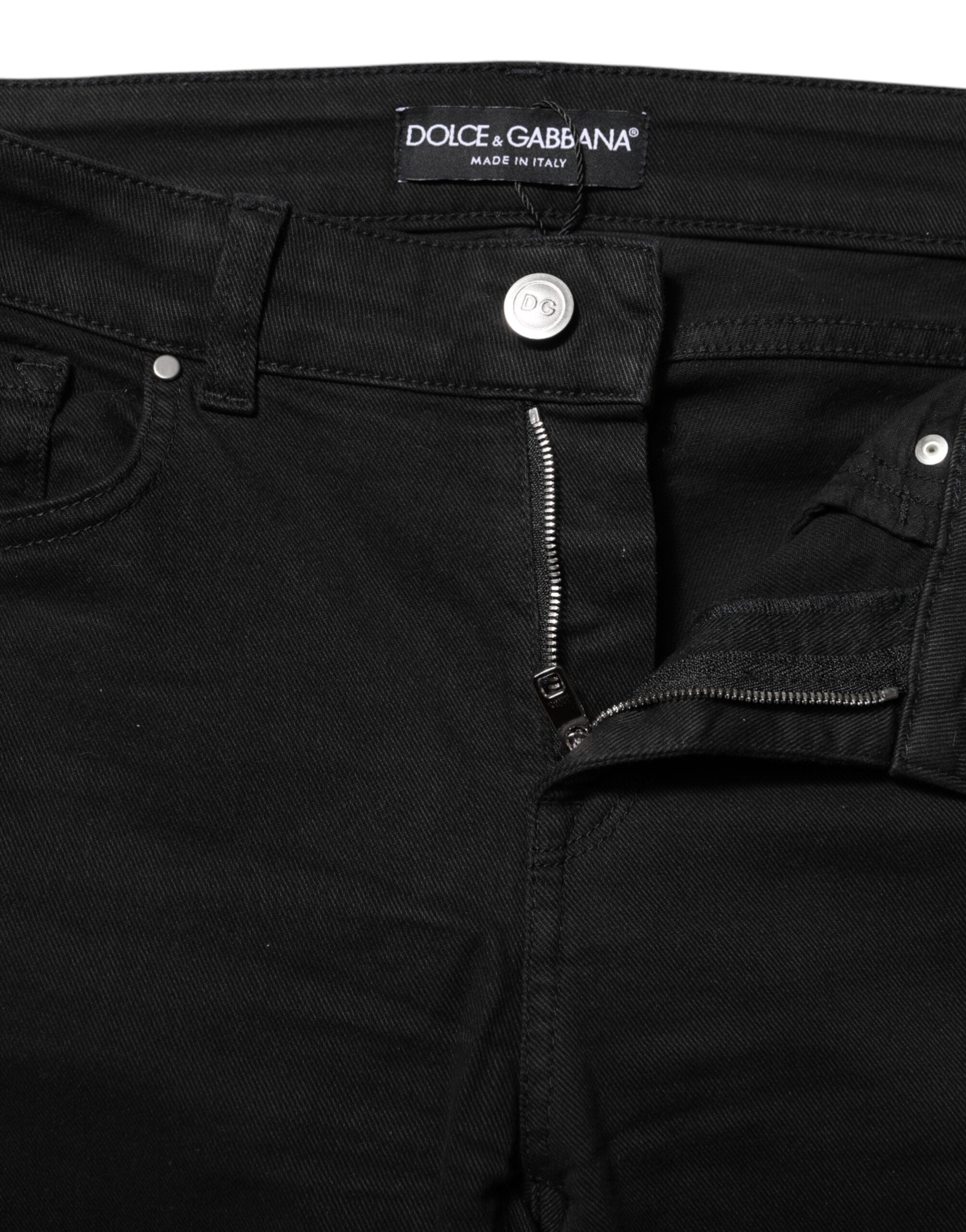 Svarta skinny jeans med medelhög midja i bomull 