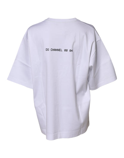 Dolce &amp; Gabbana Vit bomullsmönstrad t-shirt med korta ärmar