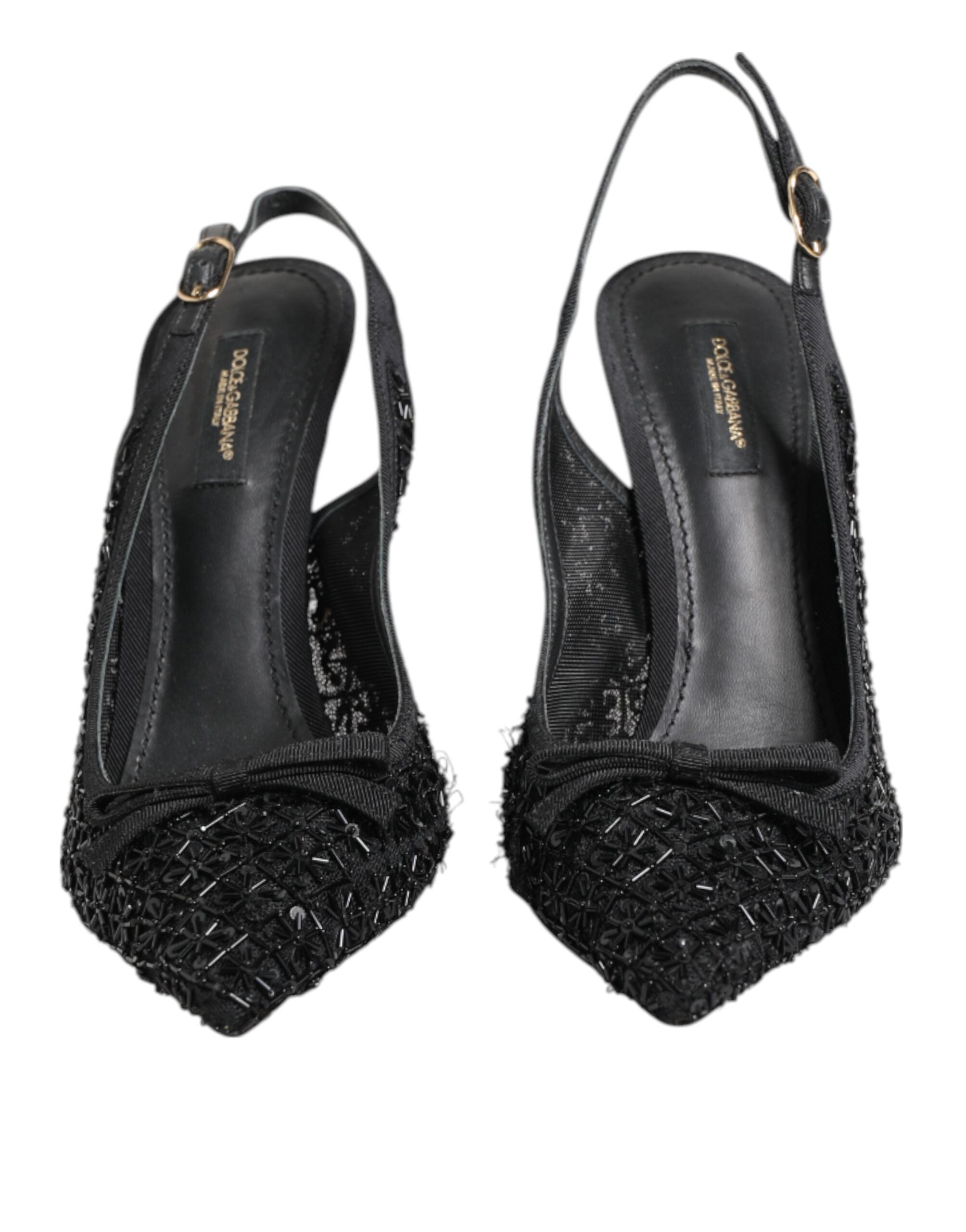 Svarte tyll Ricamo hæler slingbacks sko