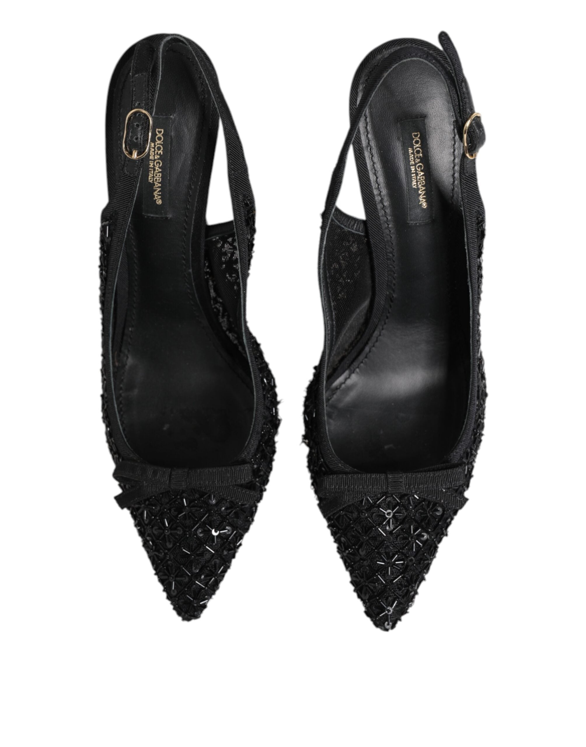 Svarte tyll Ricamo hæler slingbacks sko