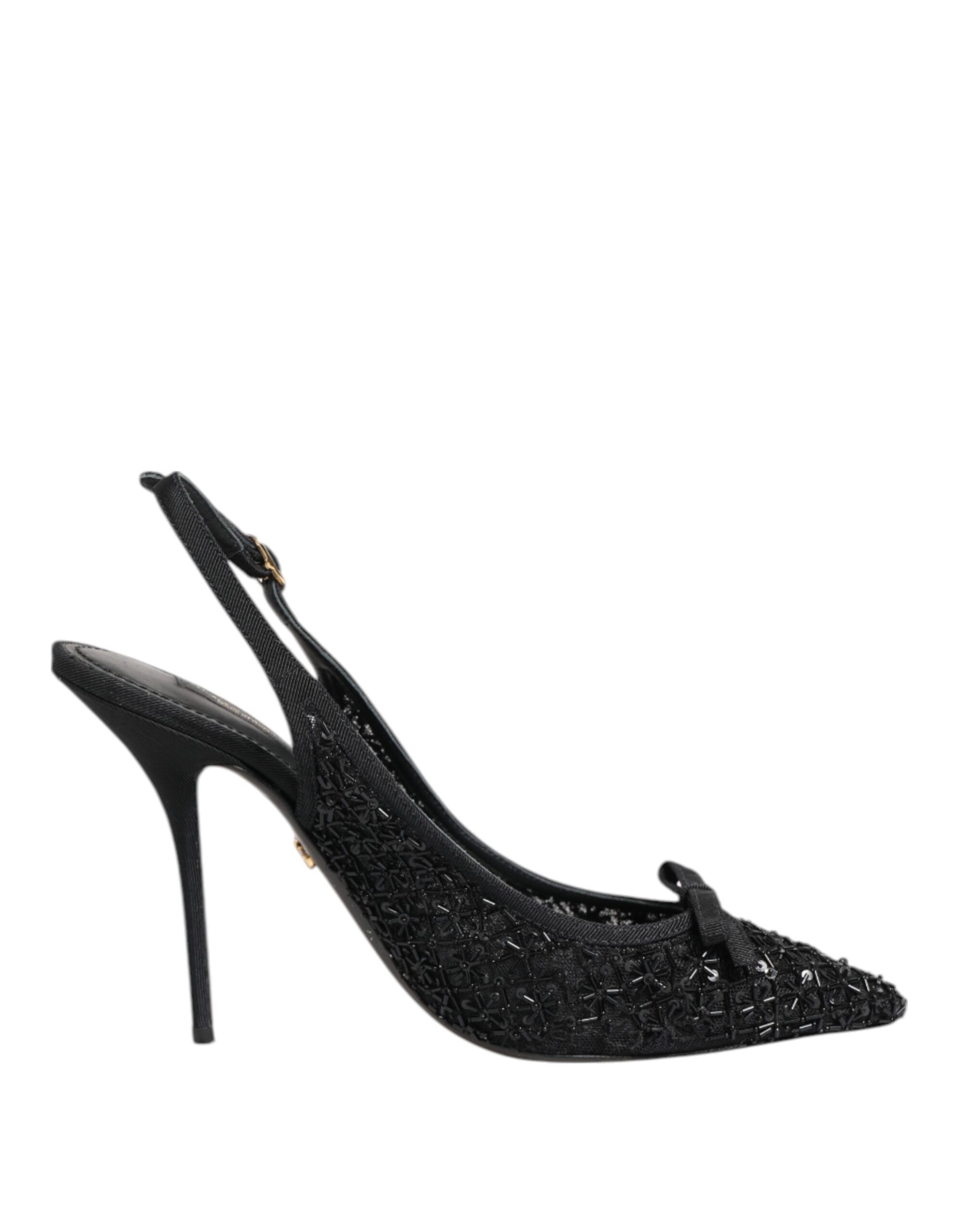Svarte tyll Ricamo hæler slingbacks sko