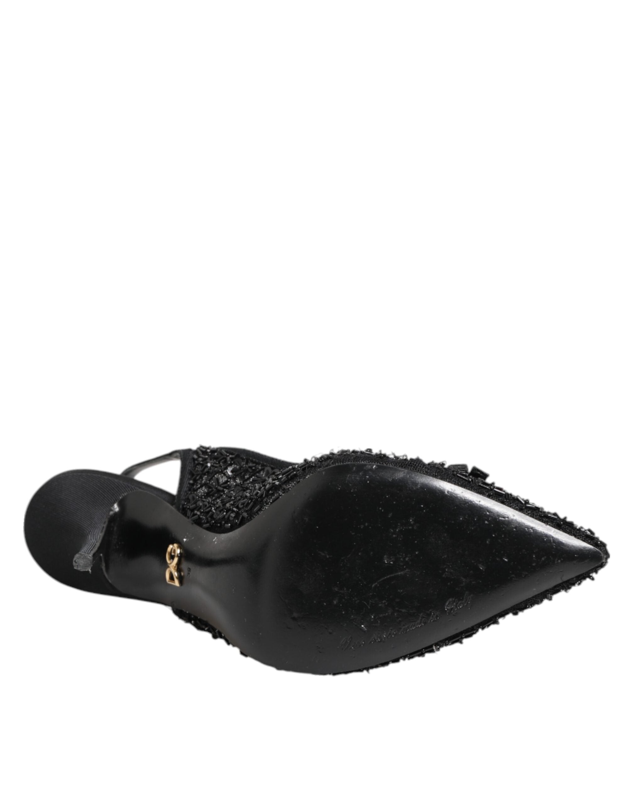 Svarte tyll Ricamo hæler slingbacks sko
