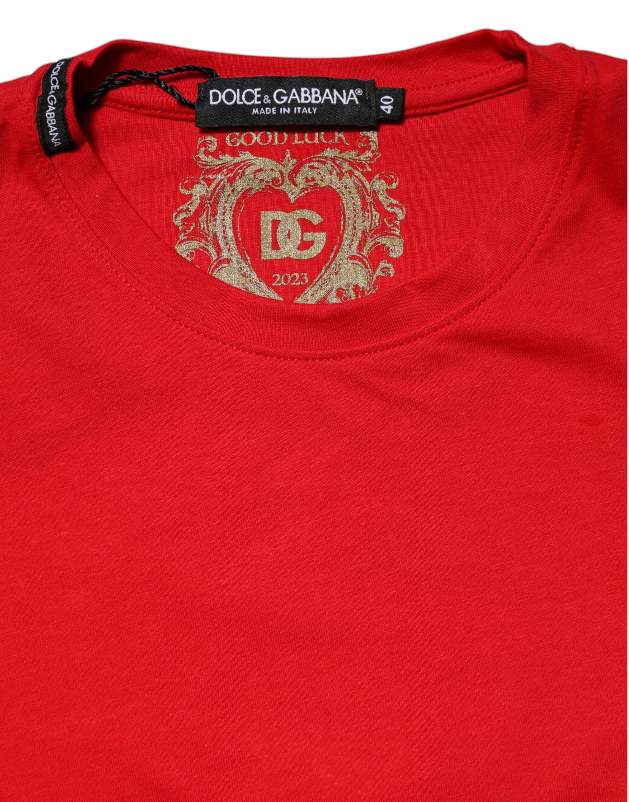 Dolce & Gabbana Red Plain Short Sleeve Crew Neck Top T-shirt