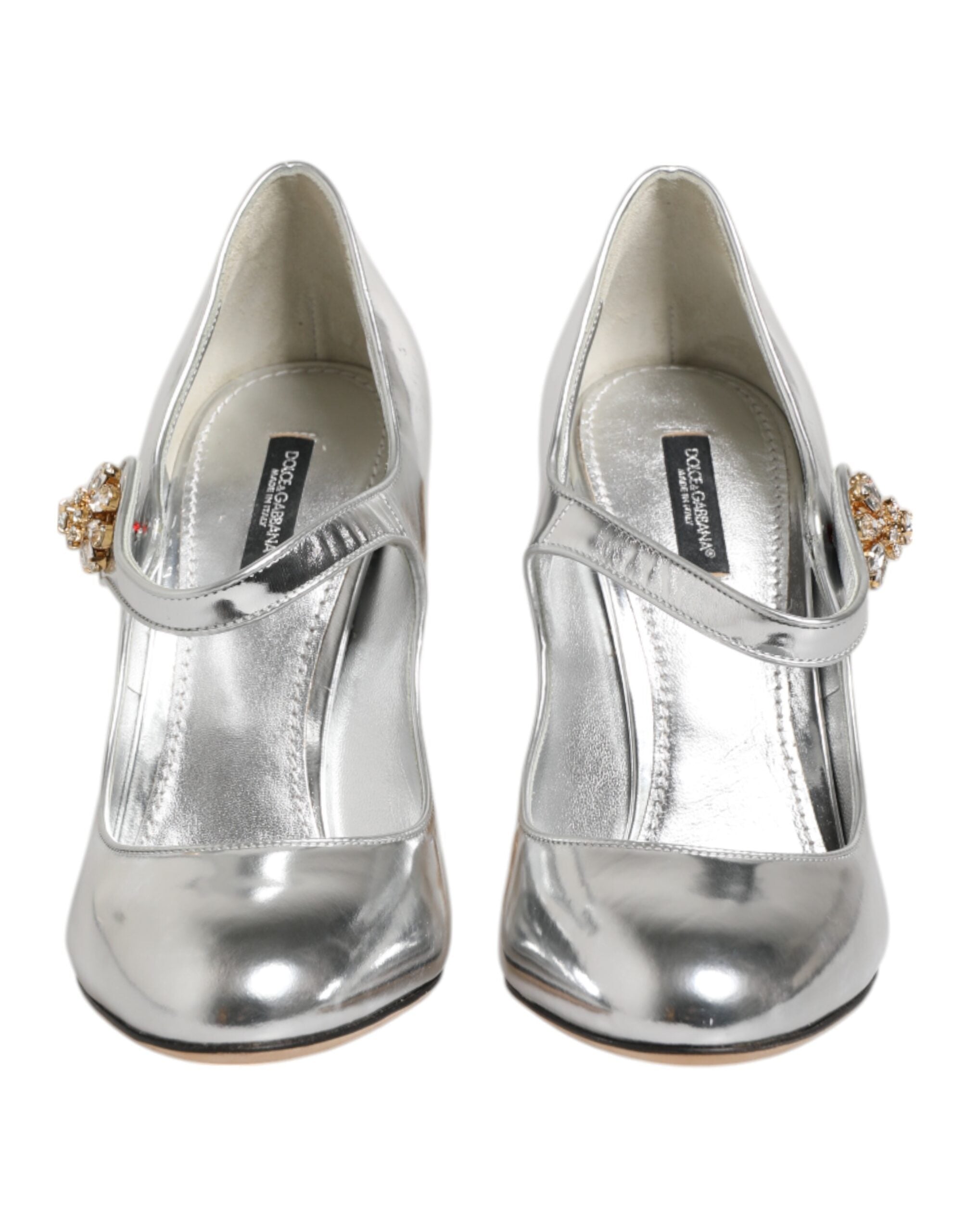 Dolce & Gabbana Silver Chandelier Sculpted Heel Mary Jane Pump Shoes