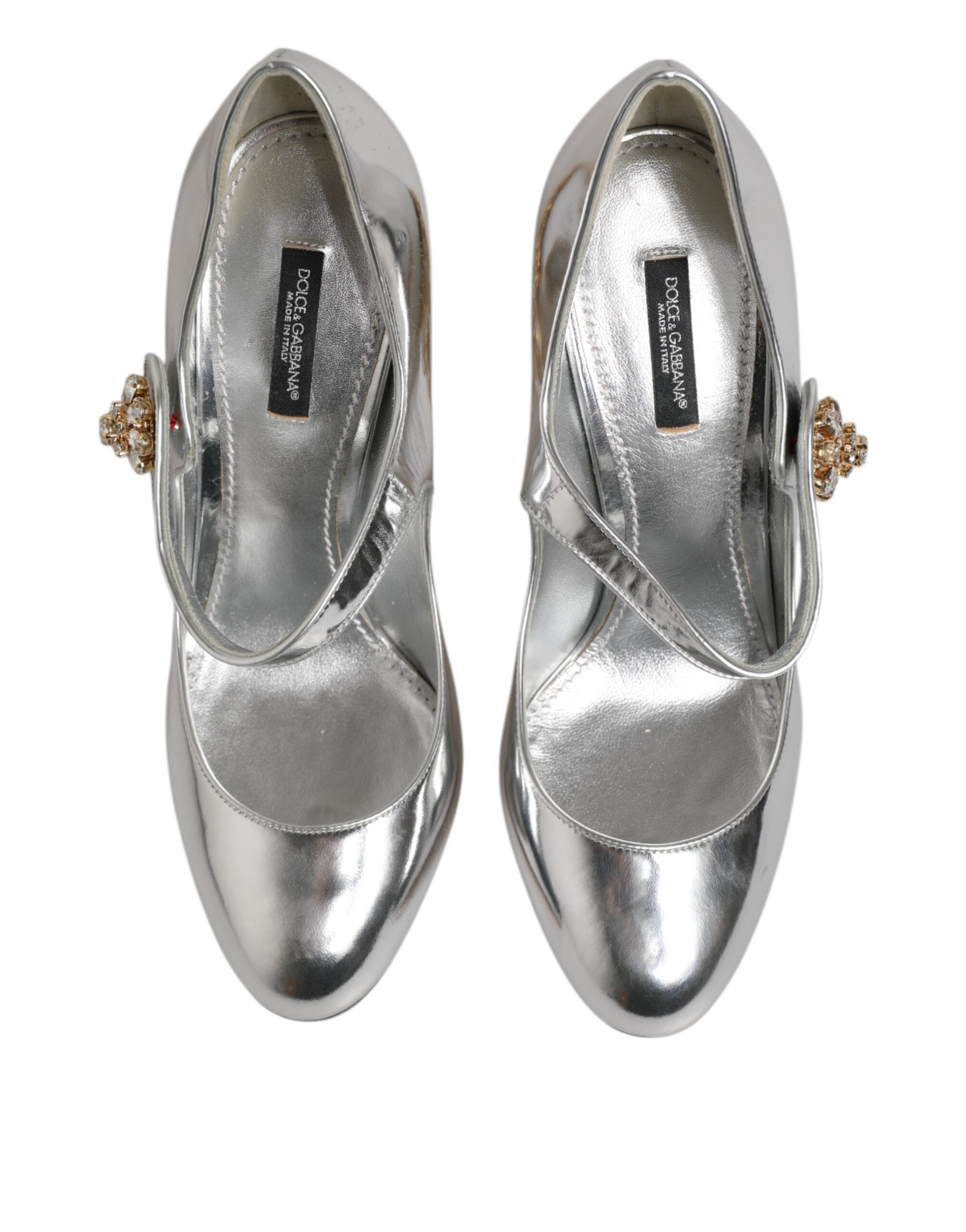 Dolce & Gabbana Silver Chandelier Sculpted Heel Mary Jane Pump Shoes