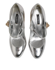 Dolce & Gabbana Silver Chandelier Sculpted Heel Mary Jane Pump Shoes