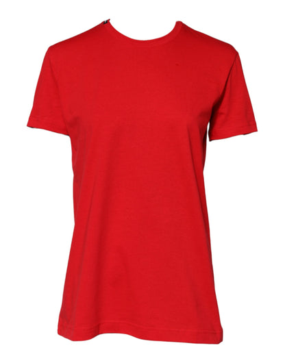 Dolce &amp; Gabbana Röd bomulls-t-shirt med korta ärmar och rund halsringning