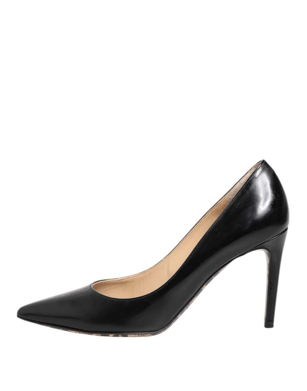 Svarta kalvskinns- och stilettklackade pumps