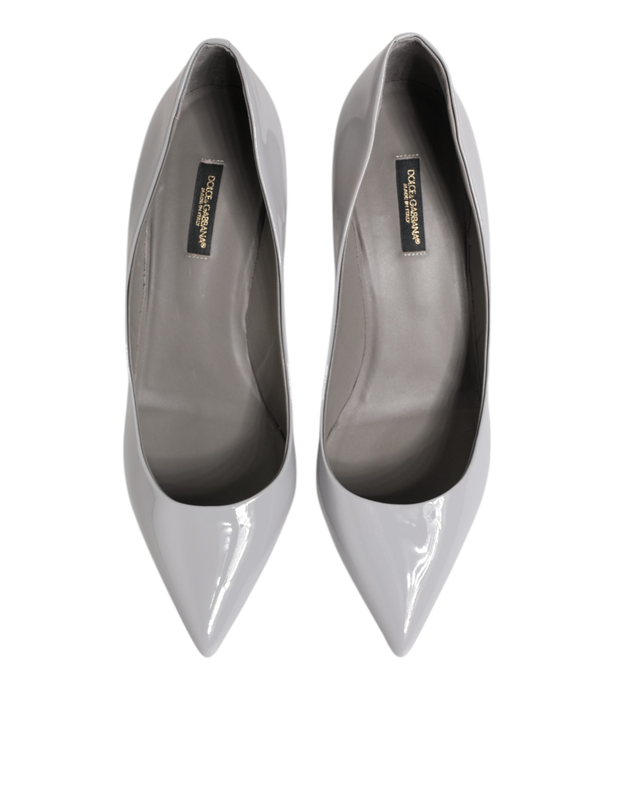 Ljusgrå Läder Kitten Heels Pumps Skor