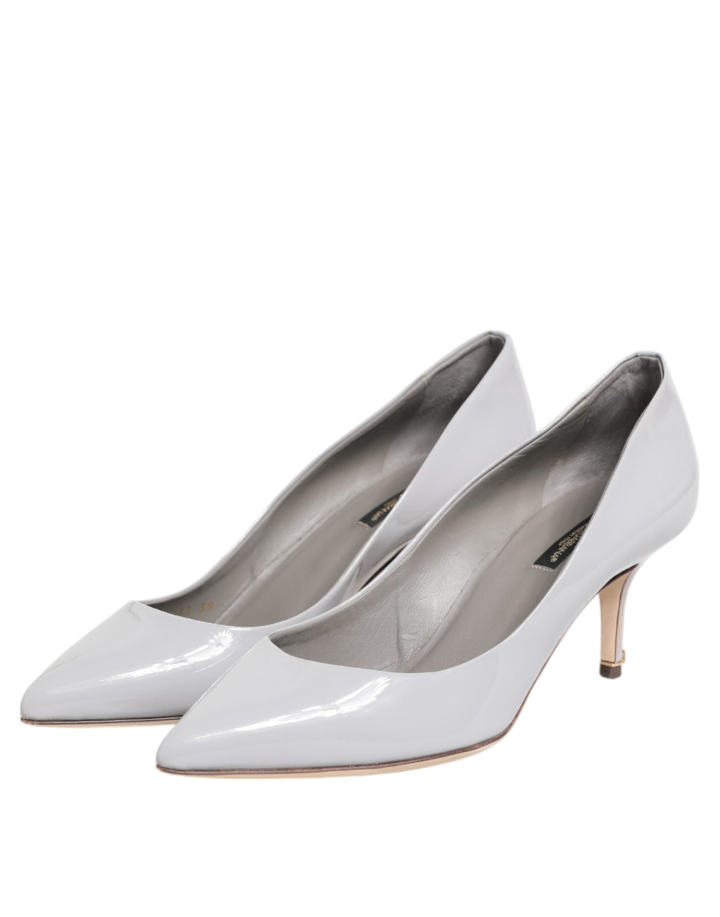 Ljusgrå Läder Kitten Heels Pumps Skor
