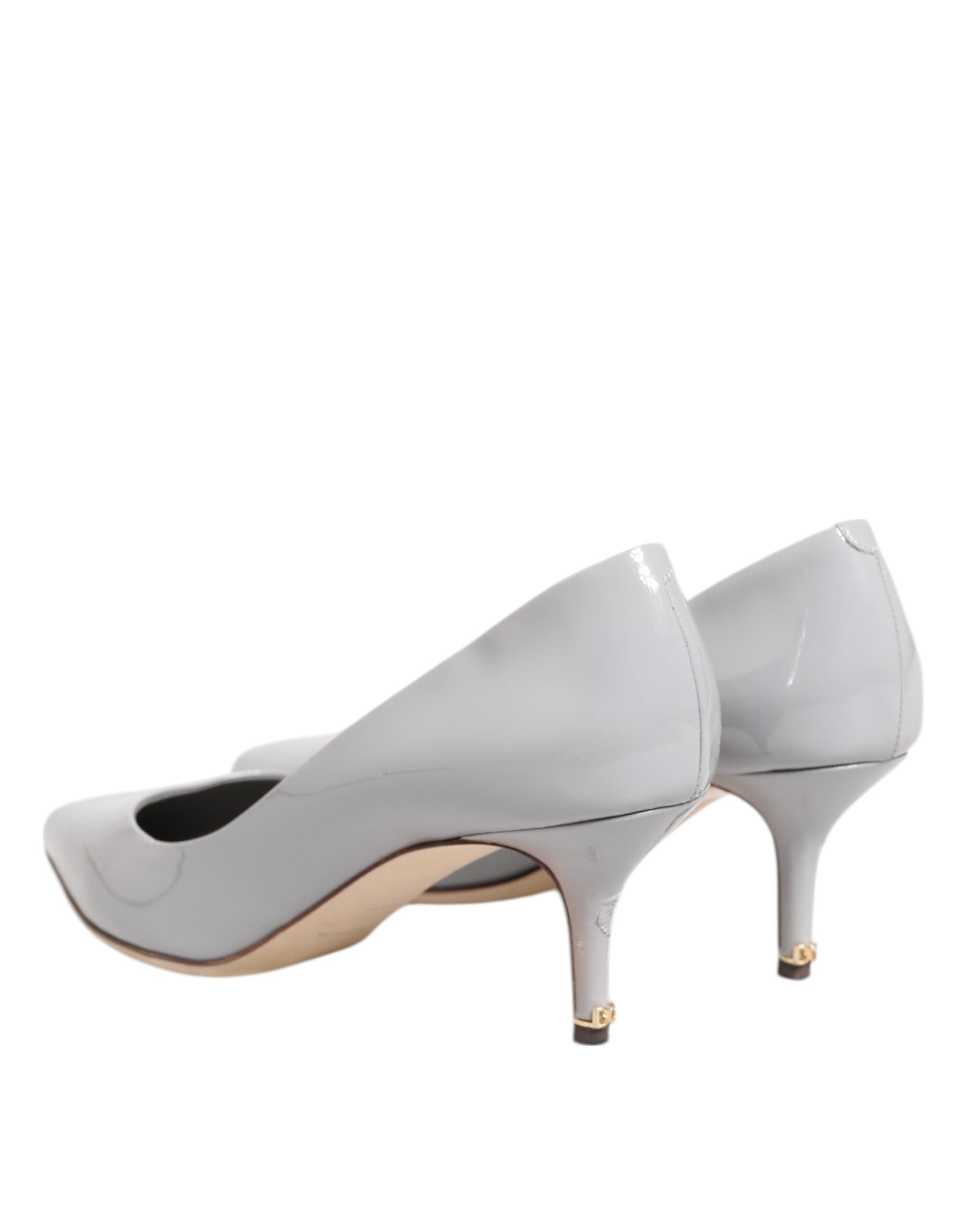 Dolce & Gabbana Light Gray Leather Kitten Heels Pumps Shoes