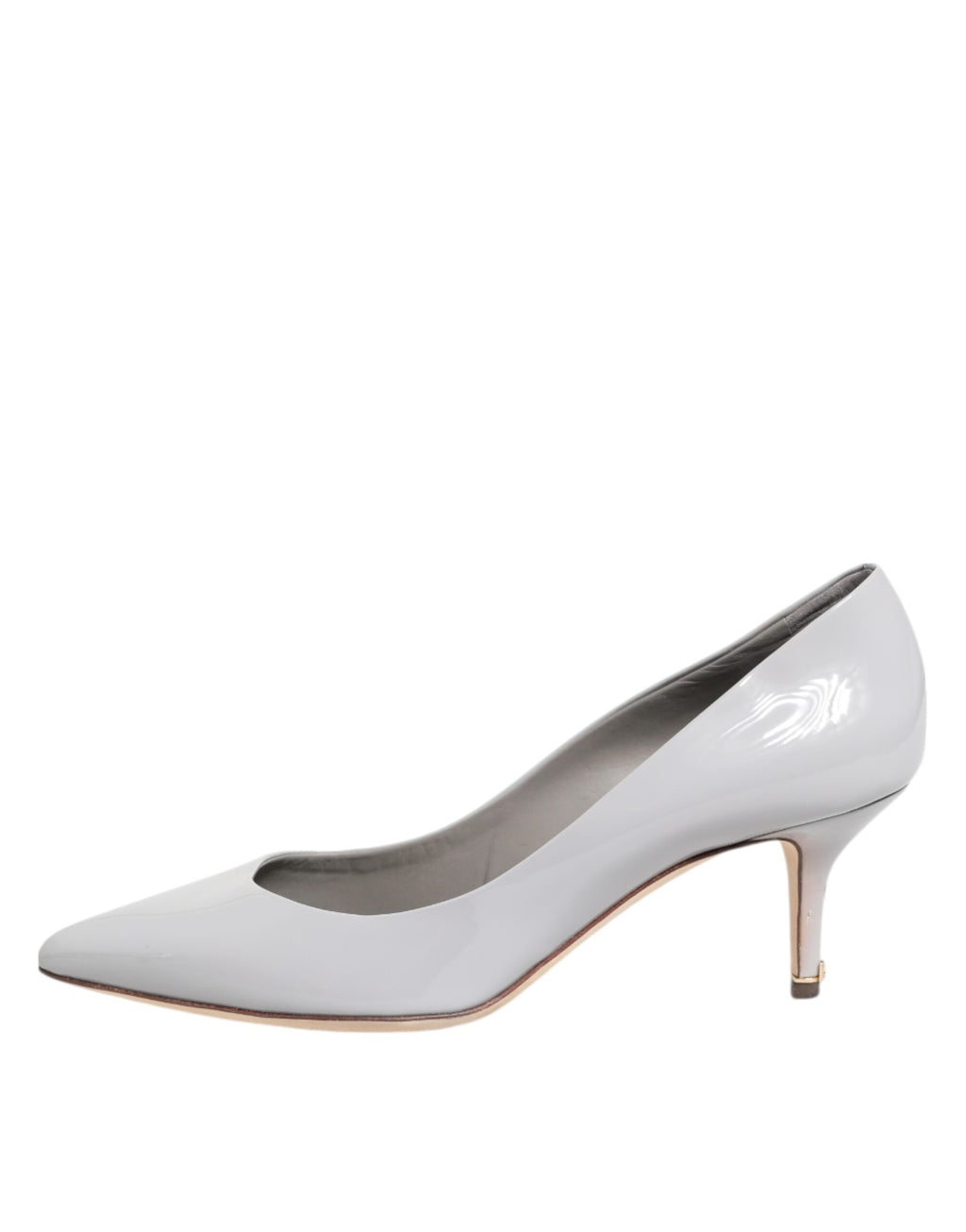 Ljusgrå Läder Kitten Heels Pumps Skor