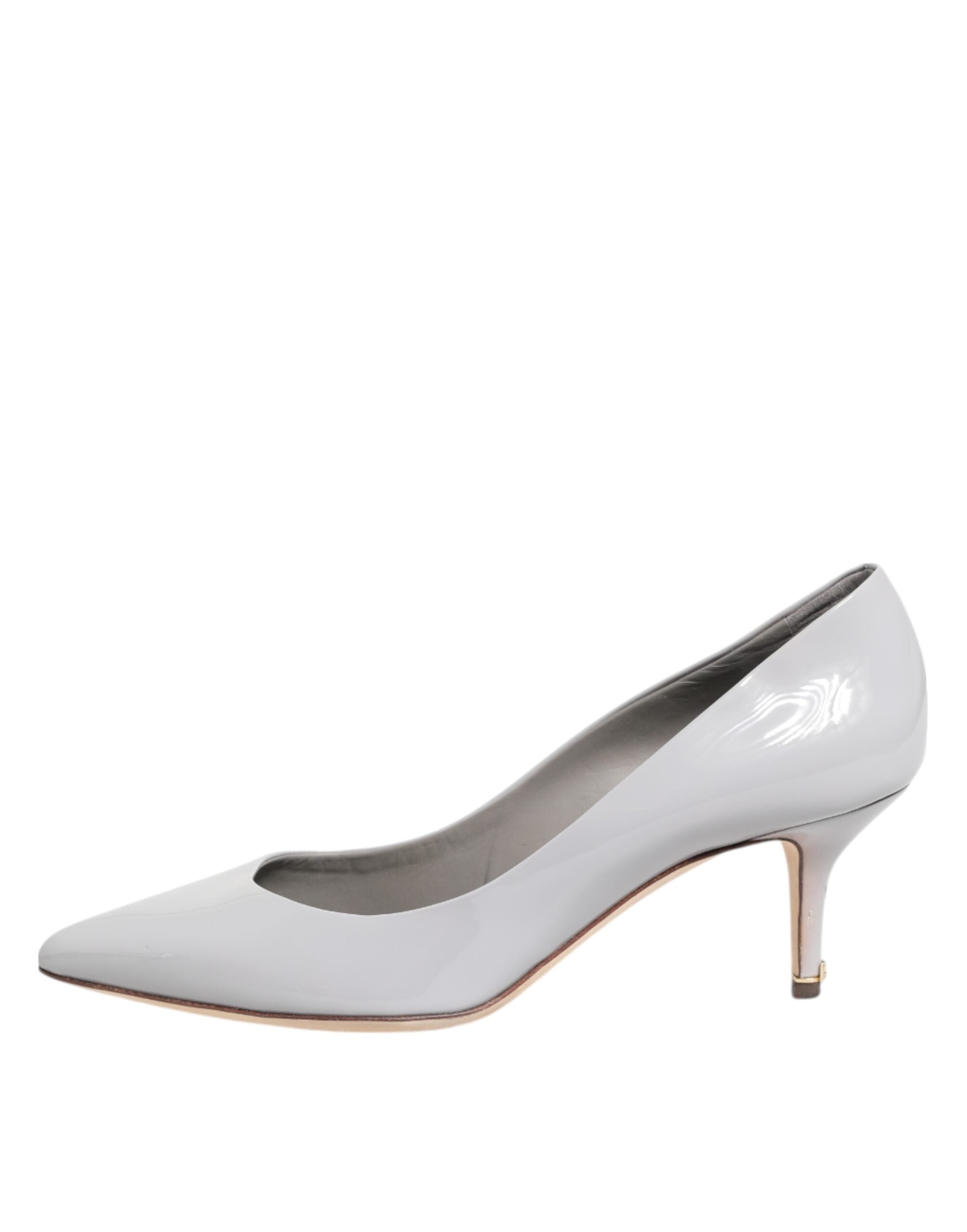 Ljusgrå Läder Kitten Heels Pumps Skor