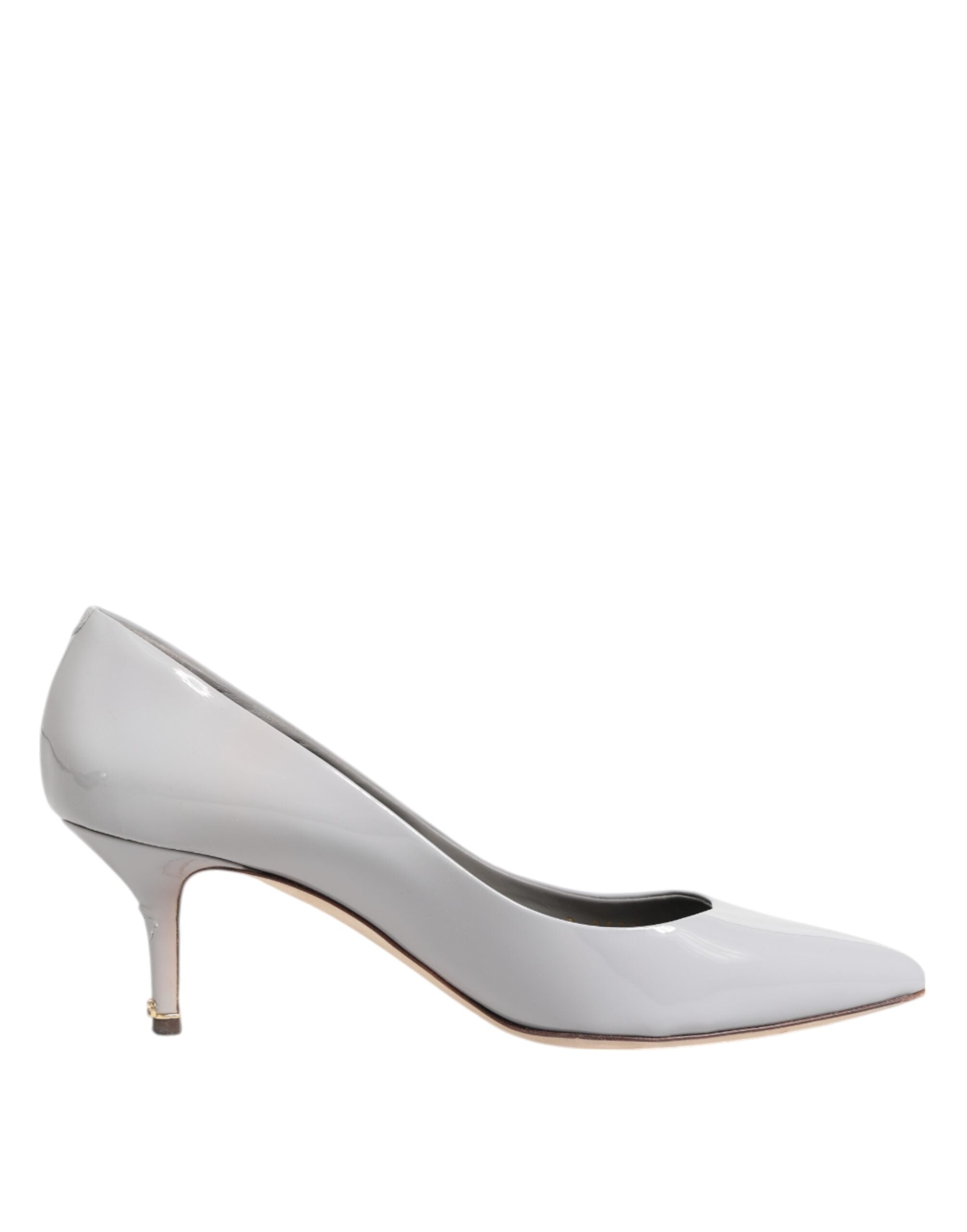 Ljusgrå Läder Kitten Heels Pumps Skor