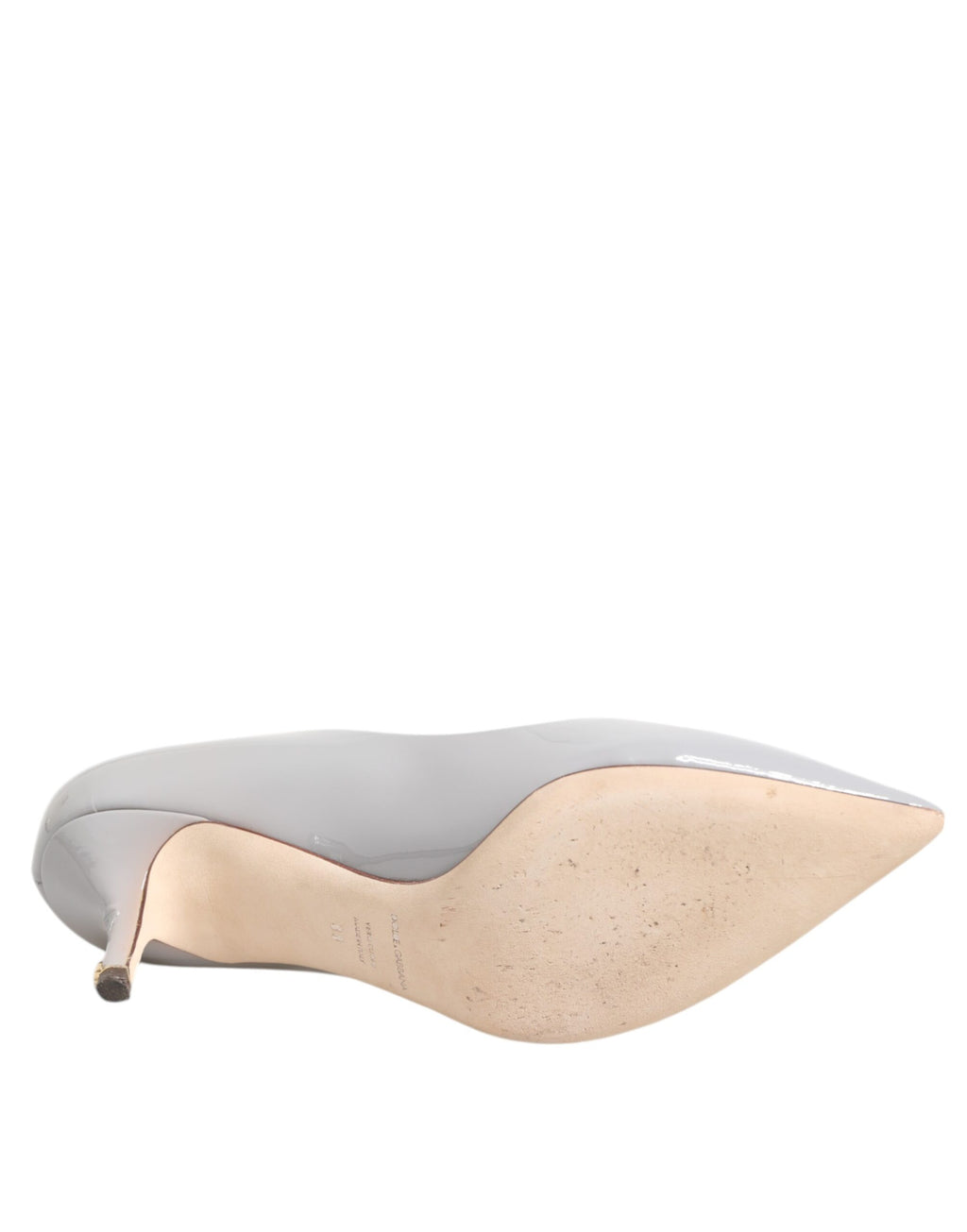 Ljusgrå Läder Kitten Heels Pumps Skor