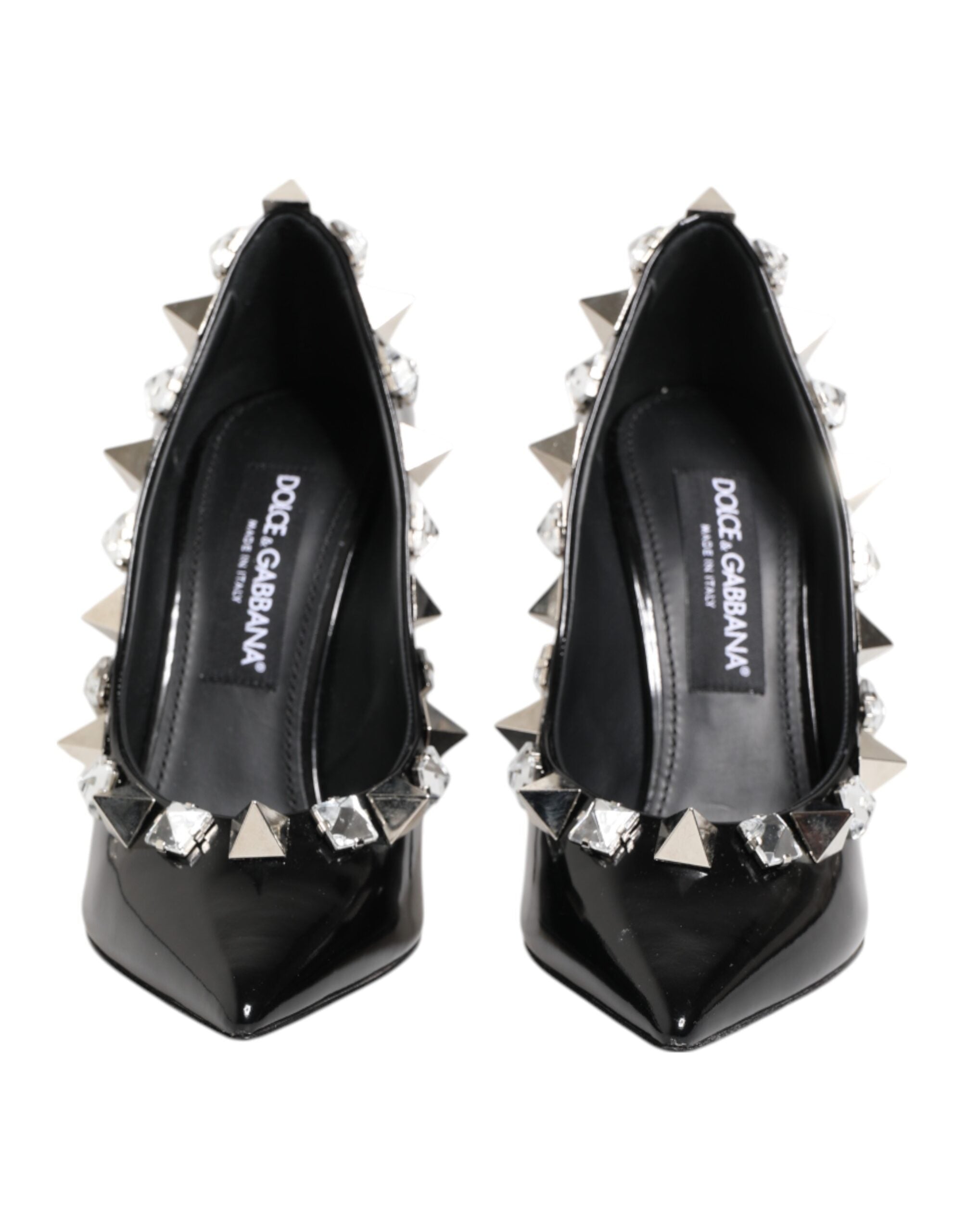 Dolce & Gabbana Black Crystals Studs Stiletto Pumps Shoes