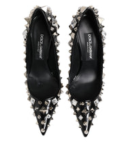Dolce & Gabbana Black Crystals Studs Stiletto Pumps Shoes