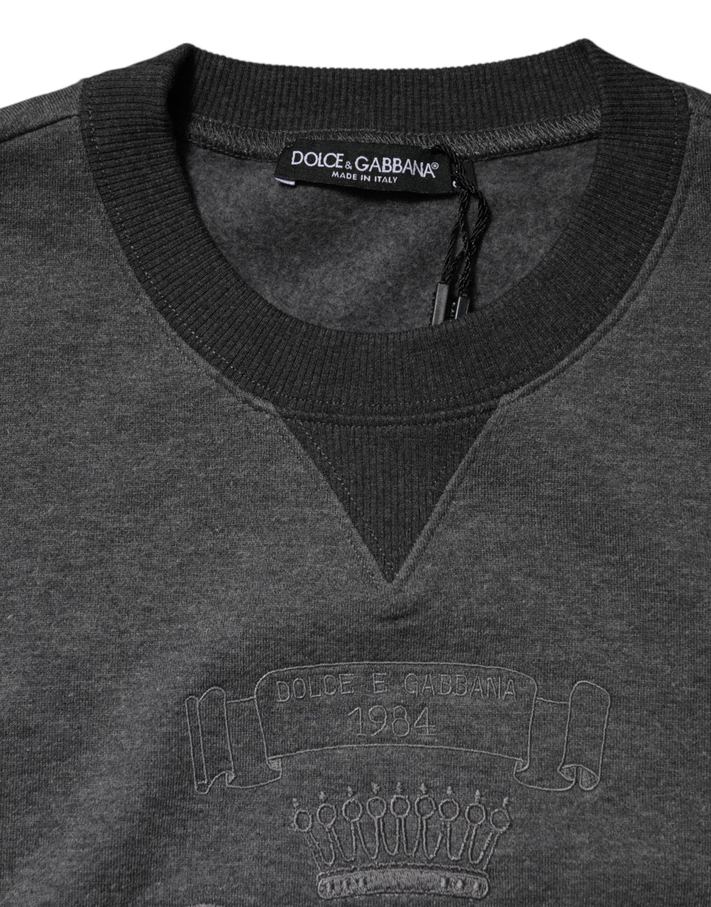 Grå DG-logotyp broderad pullovertröja