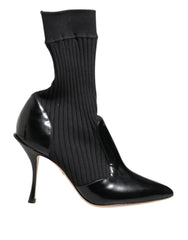 Dolce & Gabbana Black Stretch Stilettos Booties Socks Shoes