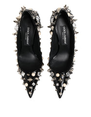 Dolce & Gabbana Black Crystals Studs Stiletto Pumps Shoes